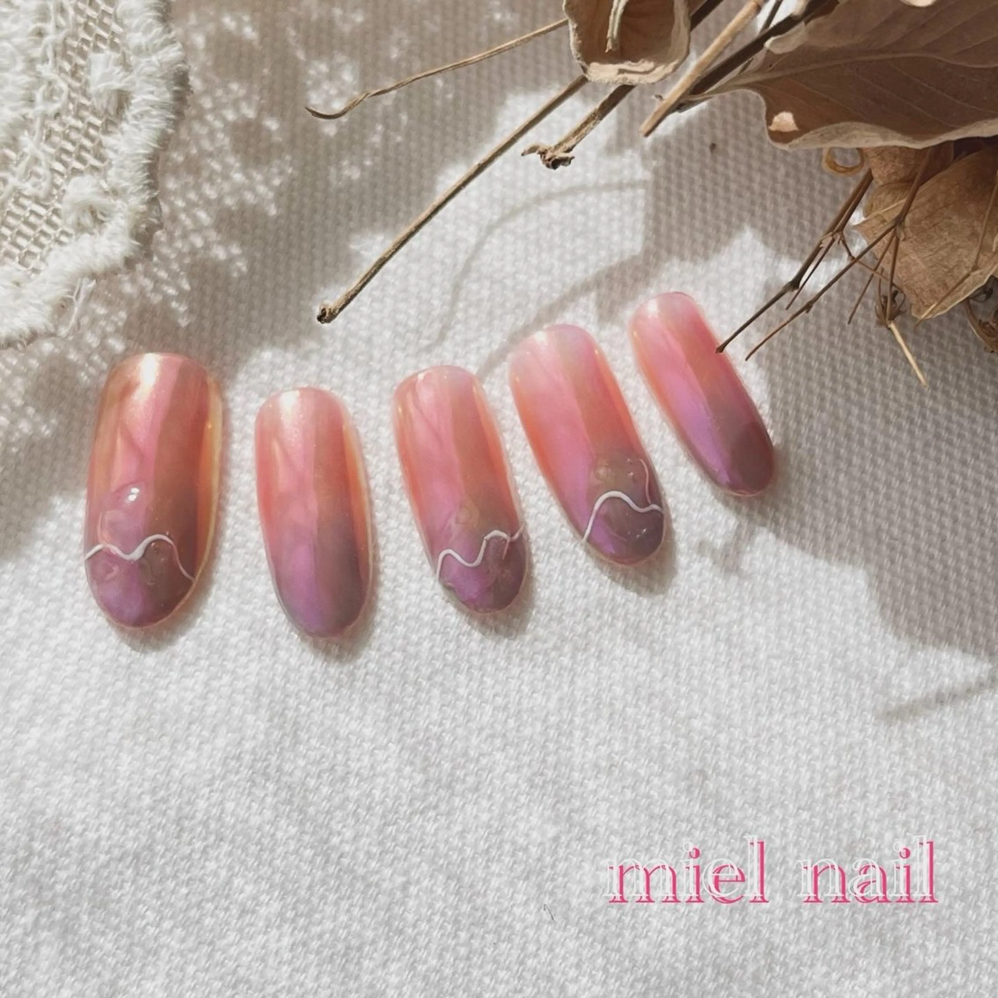 ネイル クリアネイル ミラーネイル ピンク 春ネイル ハンドネイル miel nailのネイルデザイン