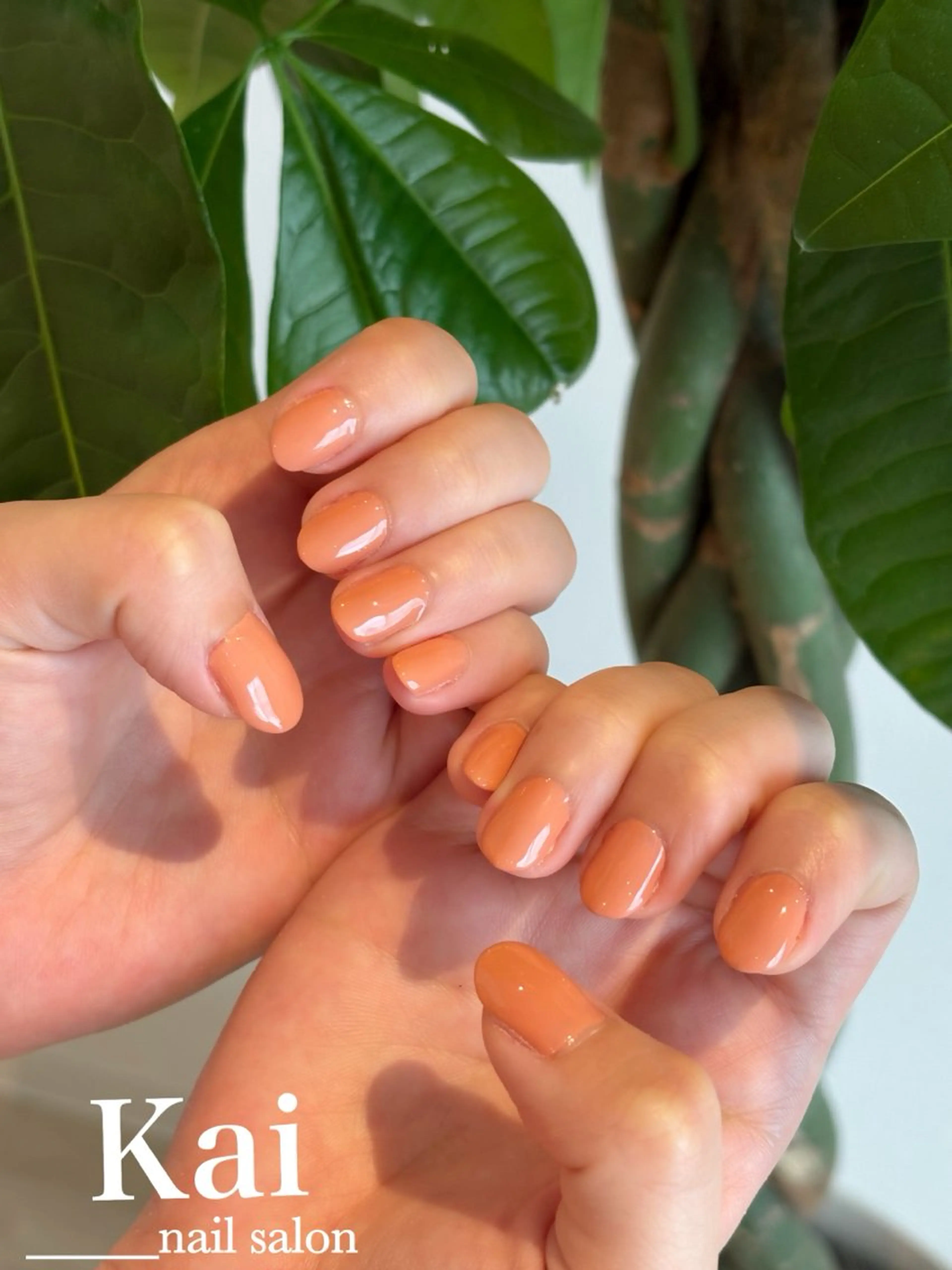 ネイル ニュアンスネイル オフィスネイル オレンジ ショートネイル シンプルネイル ハンドネイル Kai  nail Mayukoのネイルデザイン