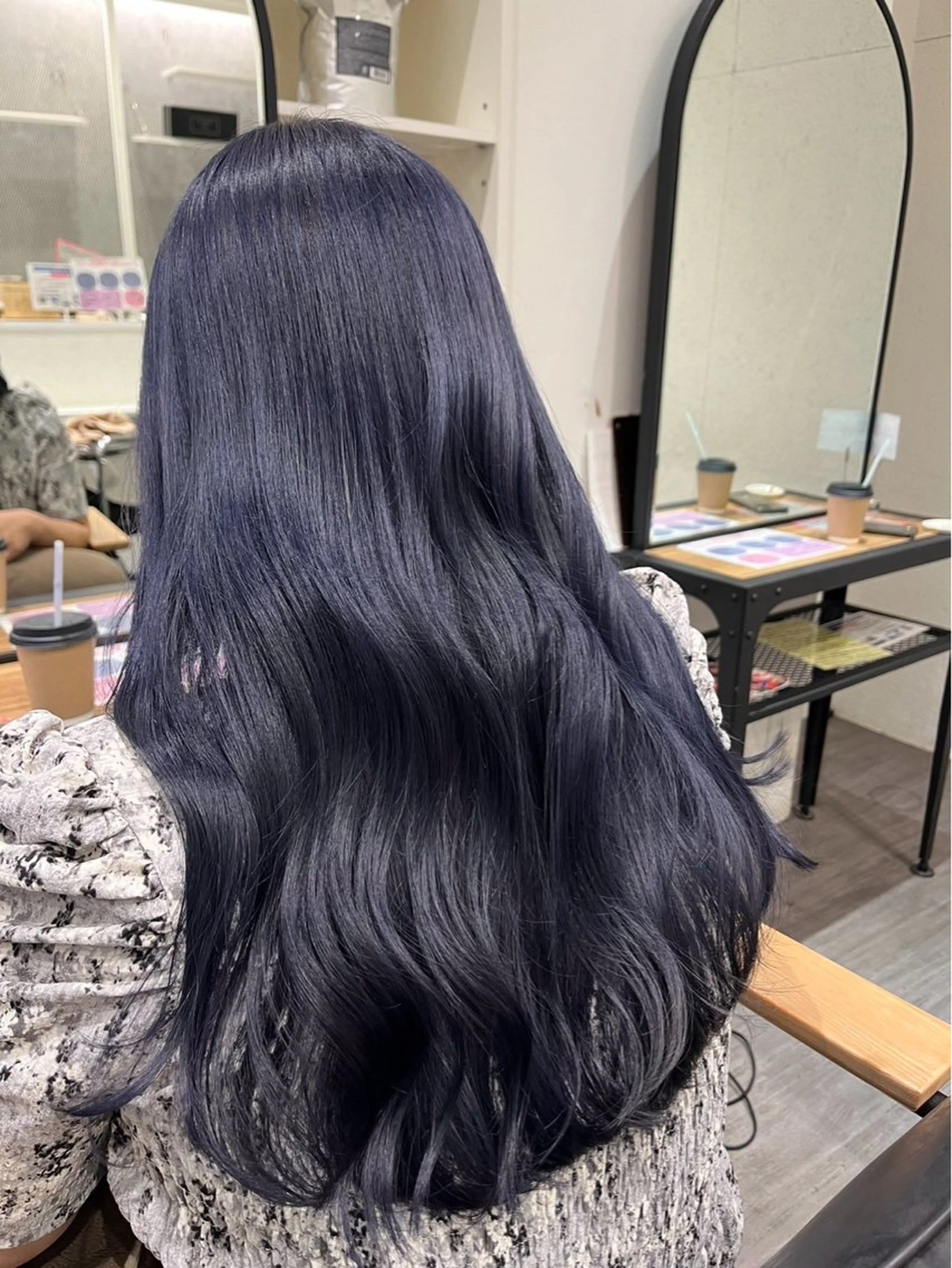 ロング カラー ヘアアレンジ ブルーカラー ネイビーカラー ヘアカラー トリートメント カラーリスト💟草間 紫音💟のヘアスタイル