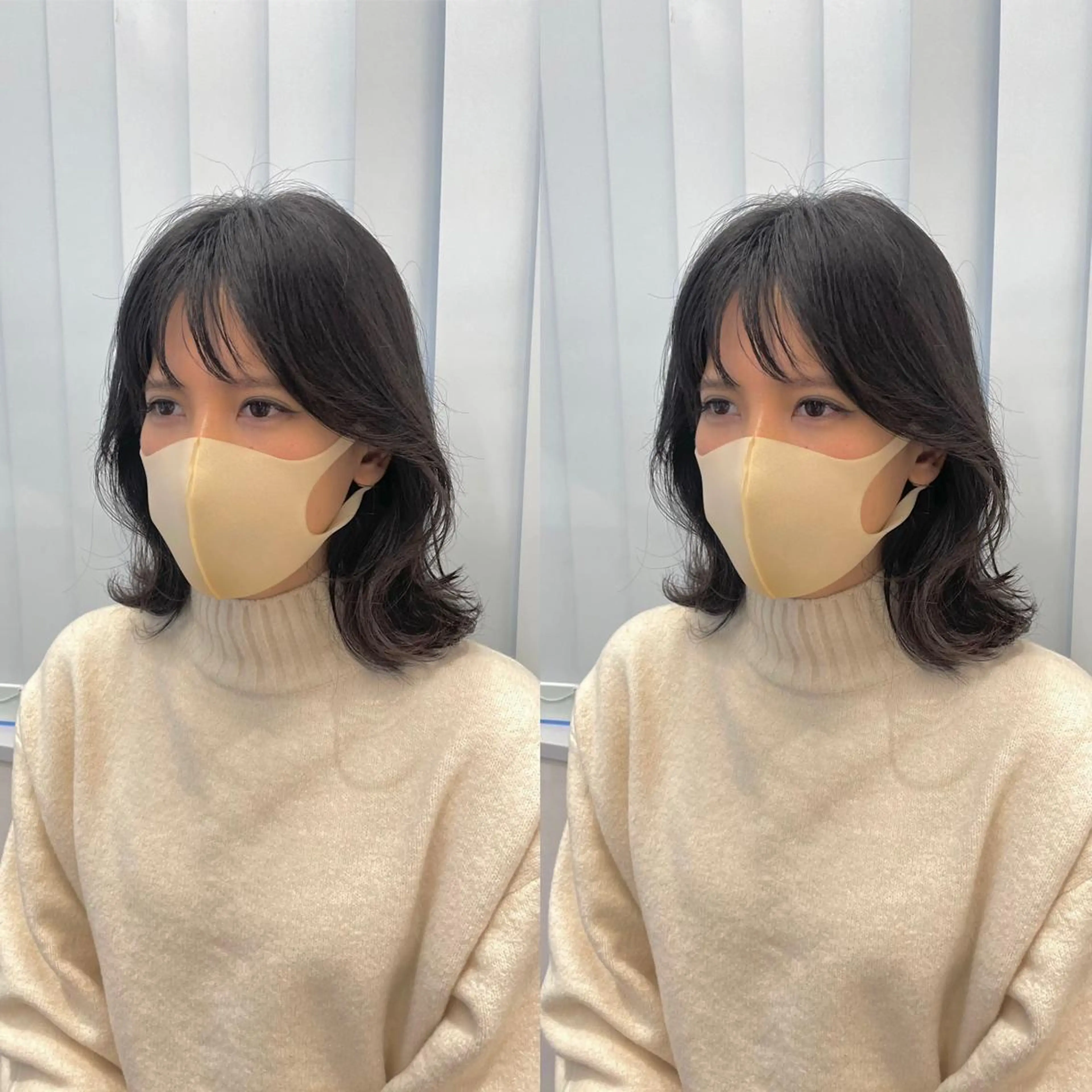 ミディアム 韓国風ヘア レイヤーカット おくれ毛 小顔カット kiitos (キートス)所属・原田 貢太郎のヘアスタイル