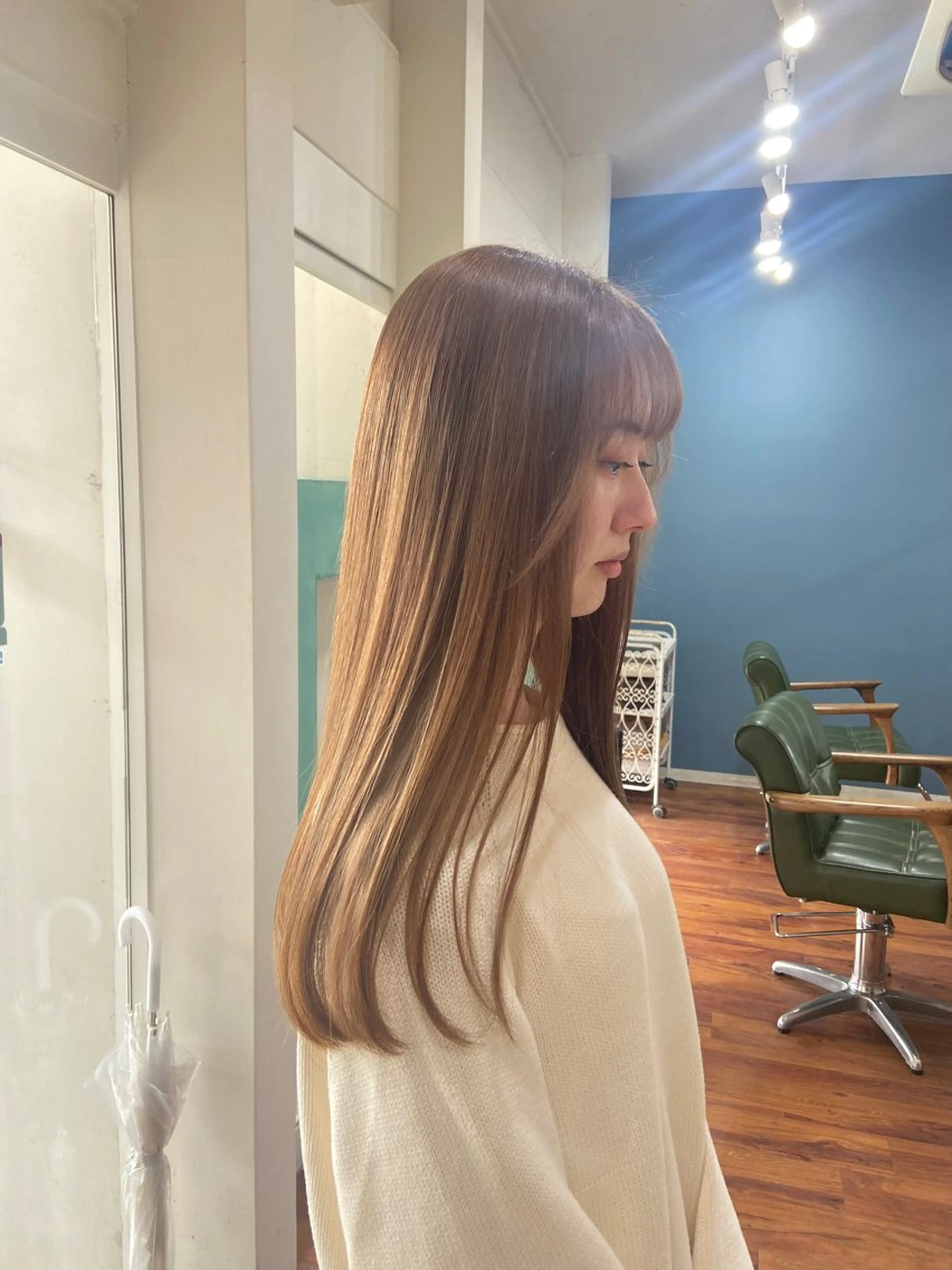 ロング カラー カット ヘアカラー トリートメント 伏見稲荷/髪質改善/ ブリーチ/西川奈穂のヘアスタイル