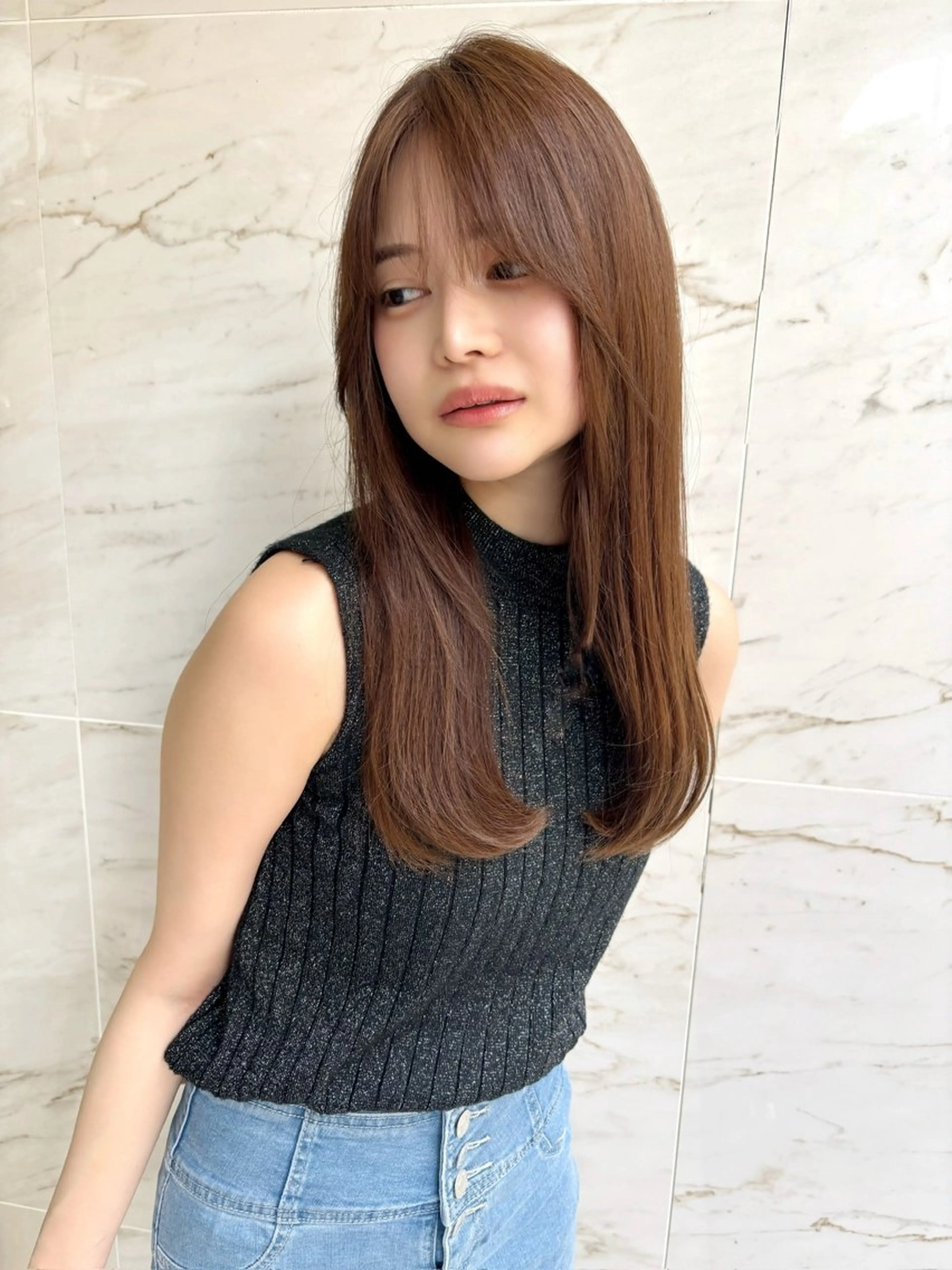 セミロング カラー ヘアカラー トリートメント エクステ/ブリーチ 緑地公園　浦岡のヘアスタイル