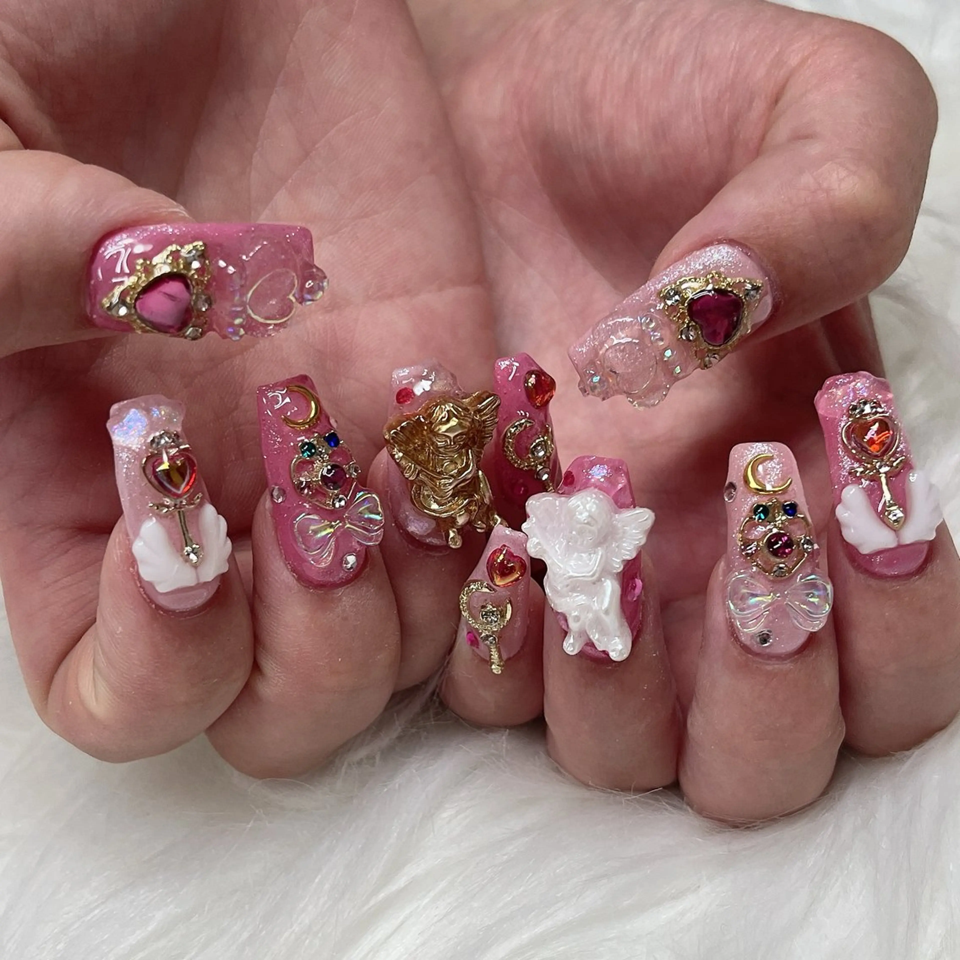 ネイル アートネイル キラキラネイル 韓国ネイル ラメ(グリッター) ロングネイル 🐕🦺Yappy 💗A-tanのネイルデザイン