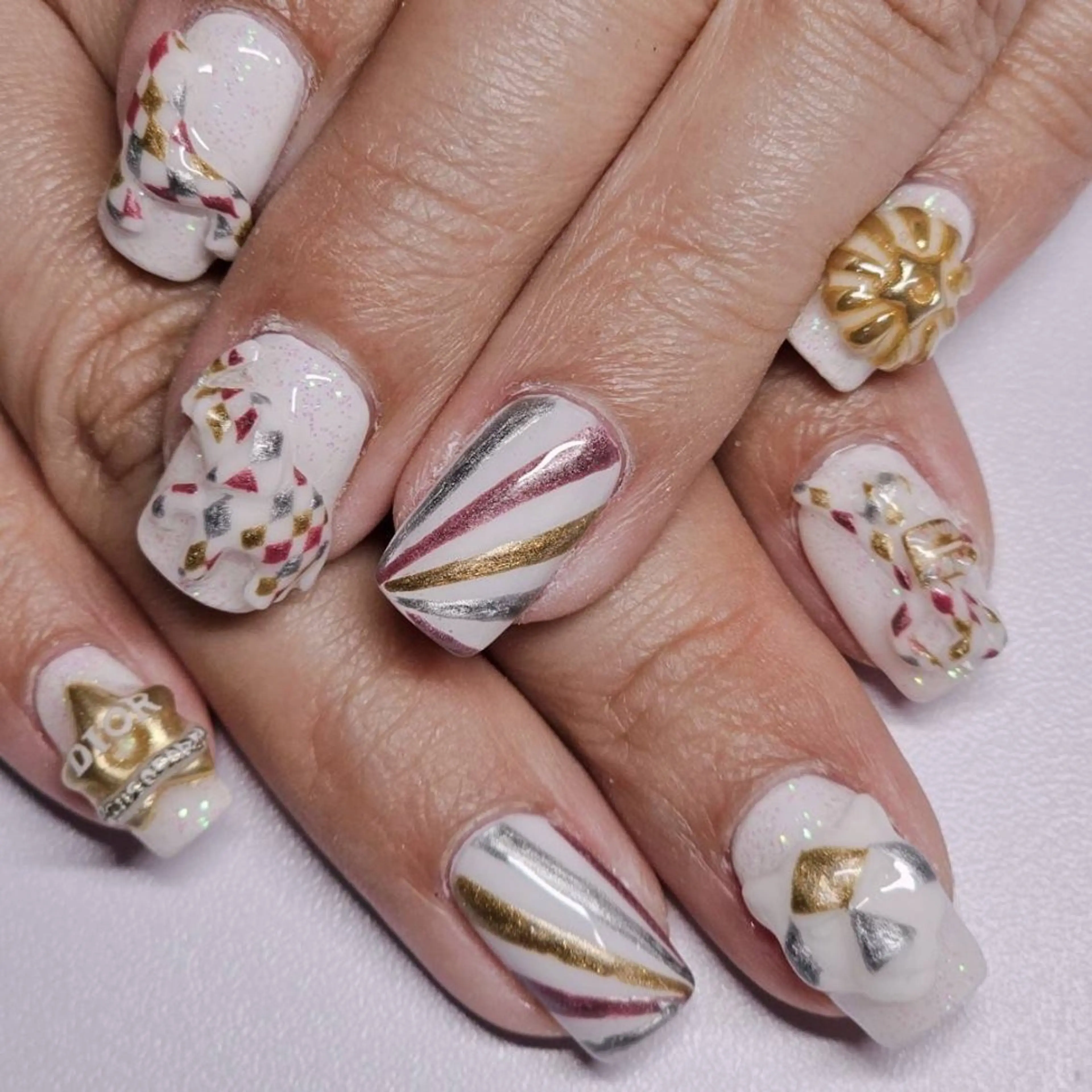 ネイル アートネイル クリアネイル ラメ(グリッター) ワンカラーネイル ホワイト ハンドネイル よしだ ひろきのネイルデザイン