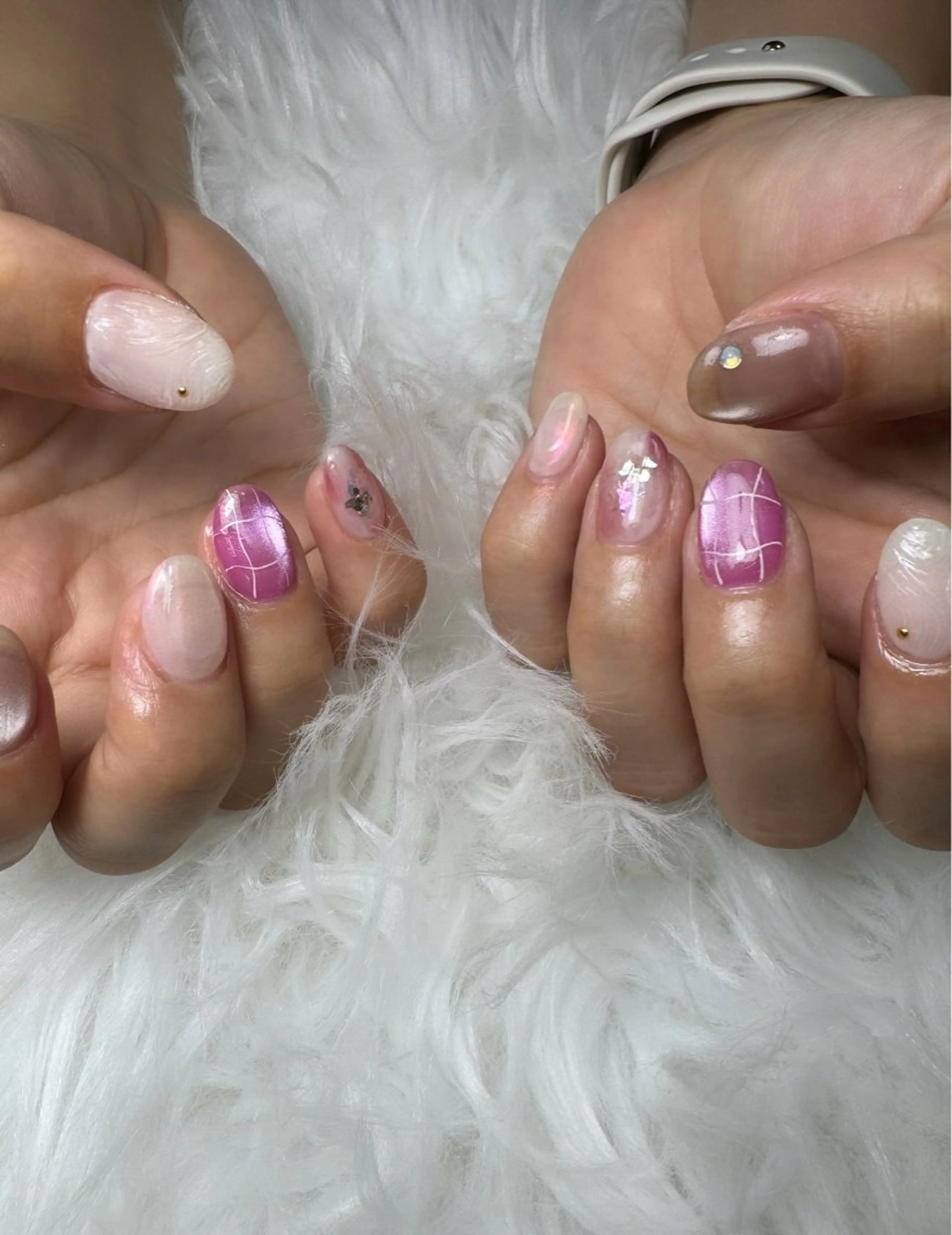 ネイル アートネイル ジェルネイル マグネットネイル 持ち込み ニュアンスネイル ハンドネイル flowers nailのネイルデザイン