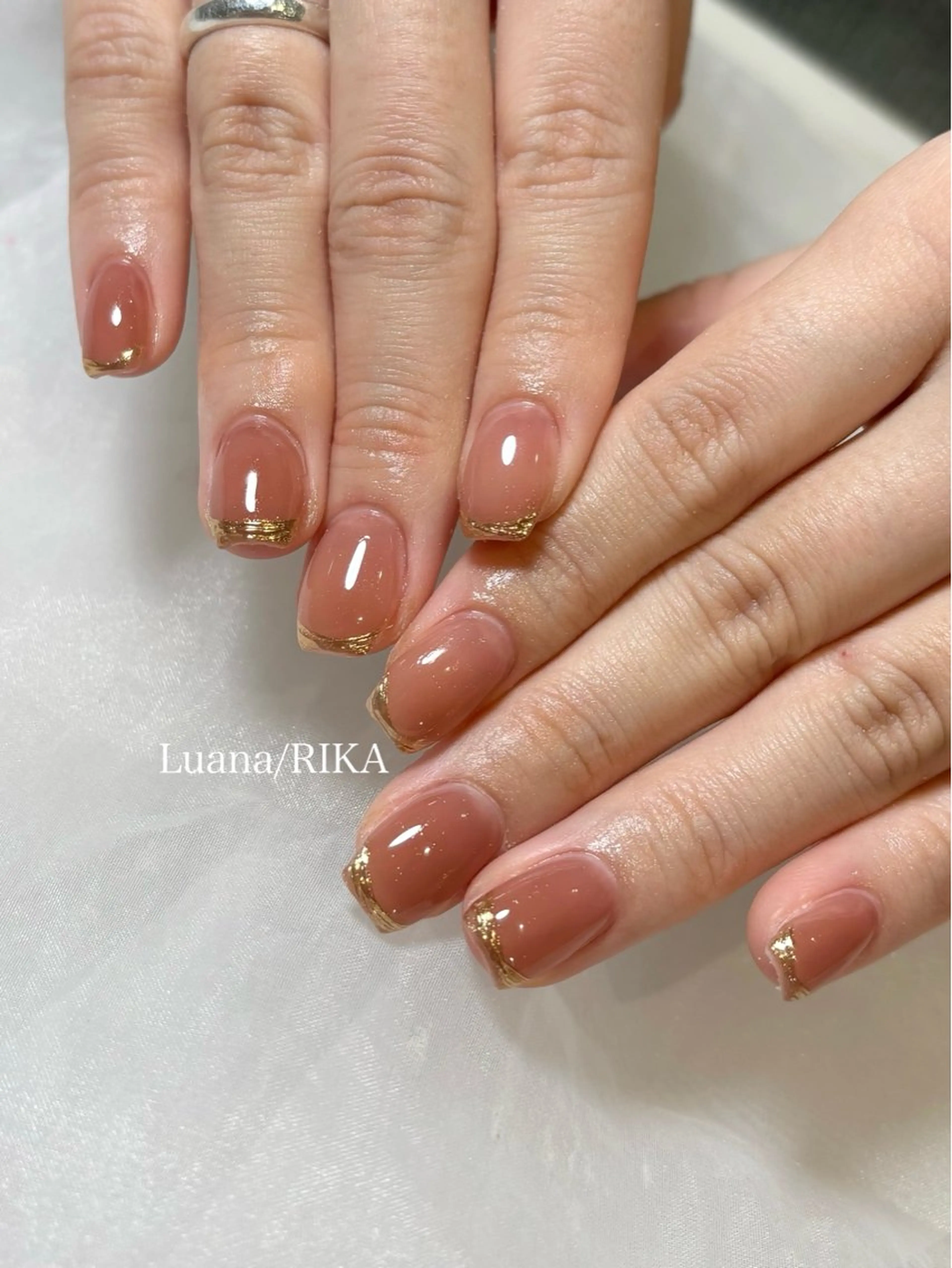 ネイル オレンジ ピンク ハンドネイル Nail Salon Luana Rikaのネイルデザイン