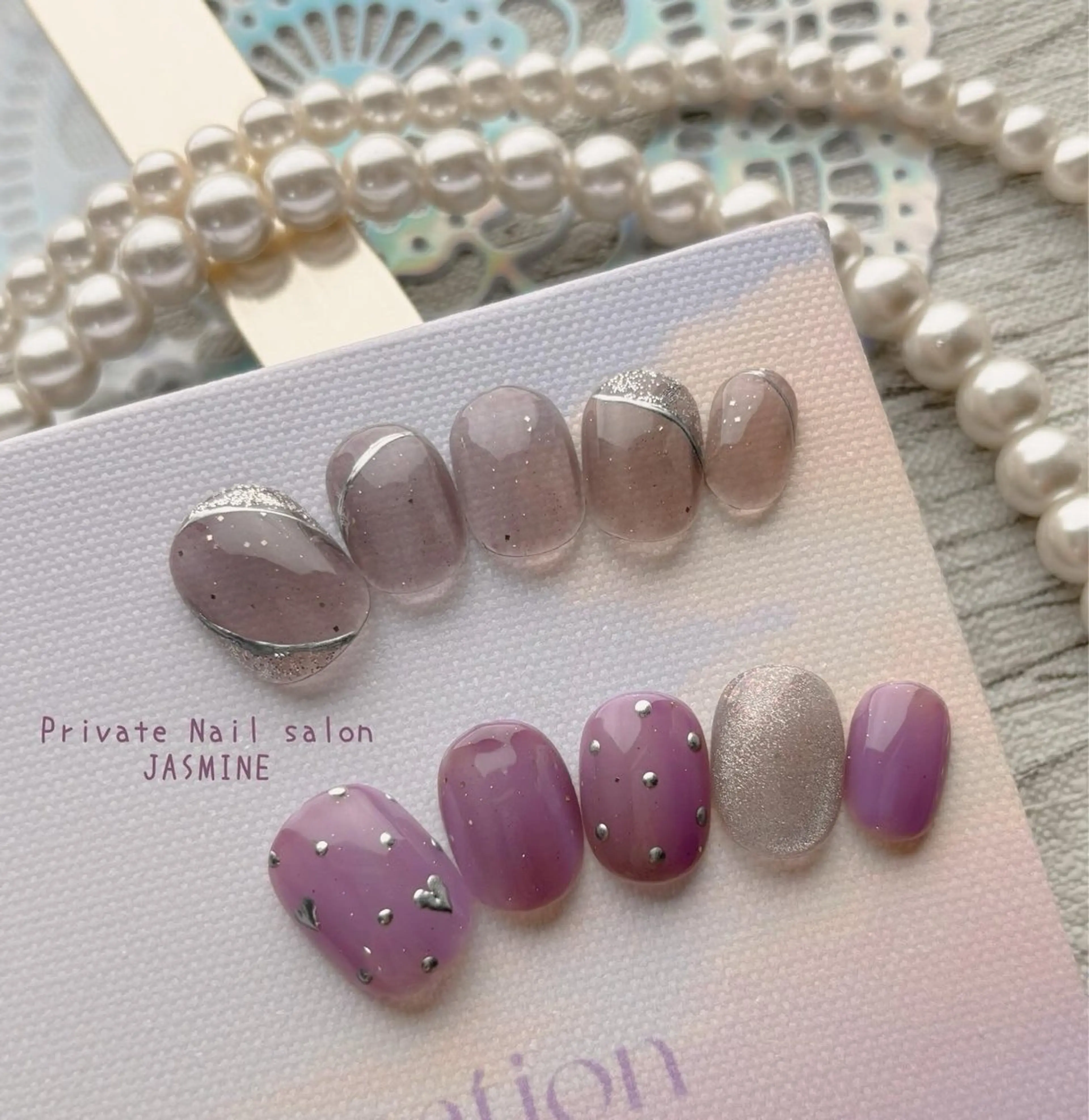 ネイル ドット パープル Nail salon JASMINEのネイルデザイン