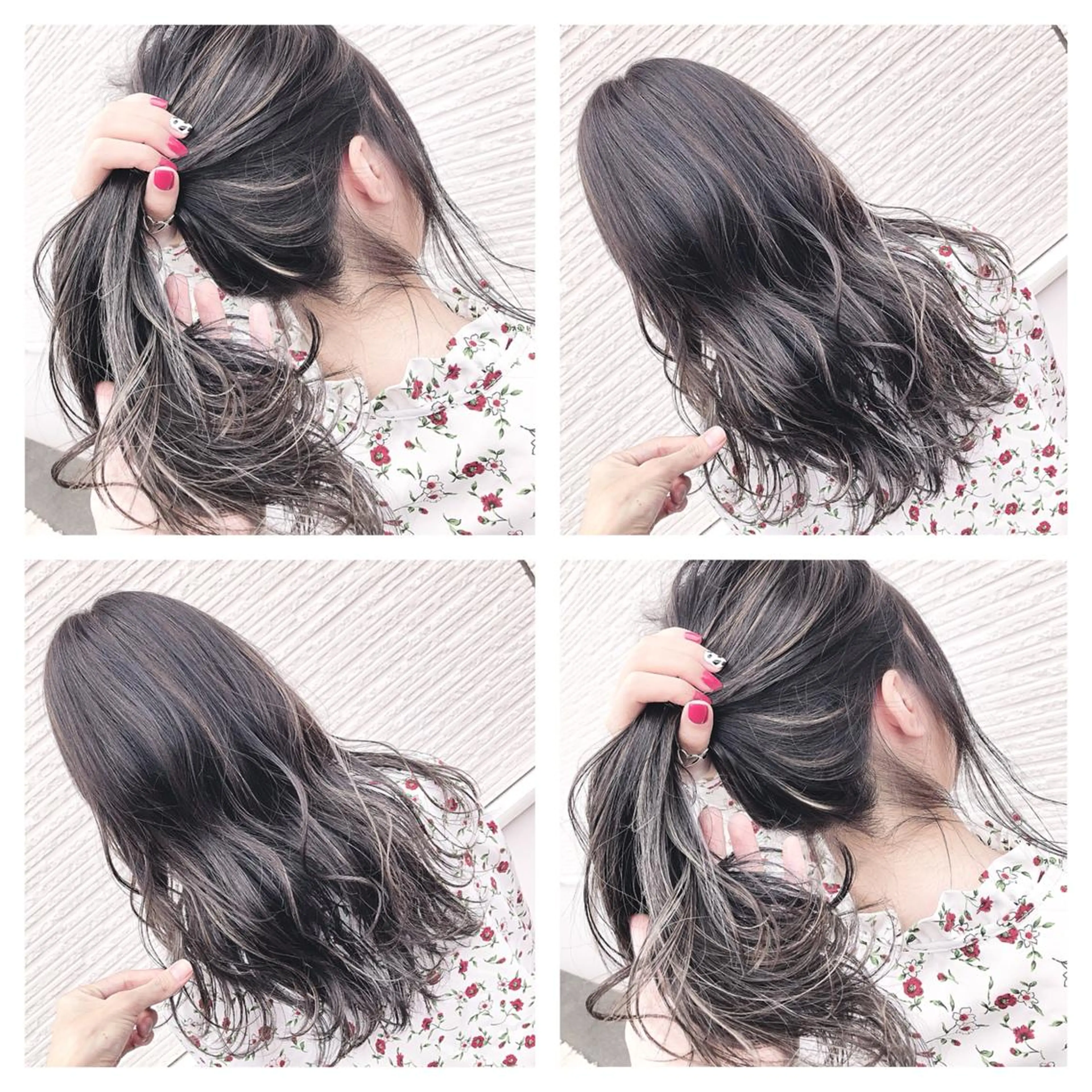 セミロング カラー ハイライトカラー ハイライト ヘアカラー トリートメント 名畑 裕貴のヘアスタイル