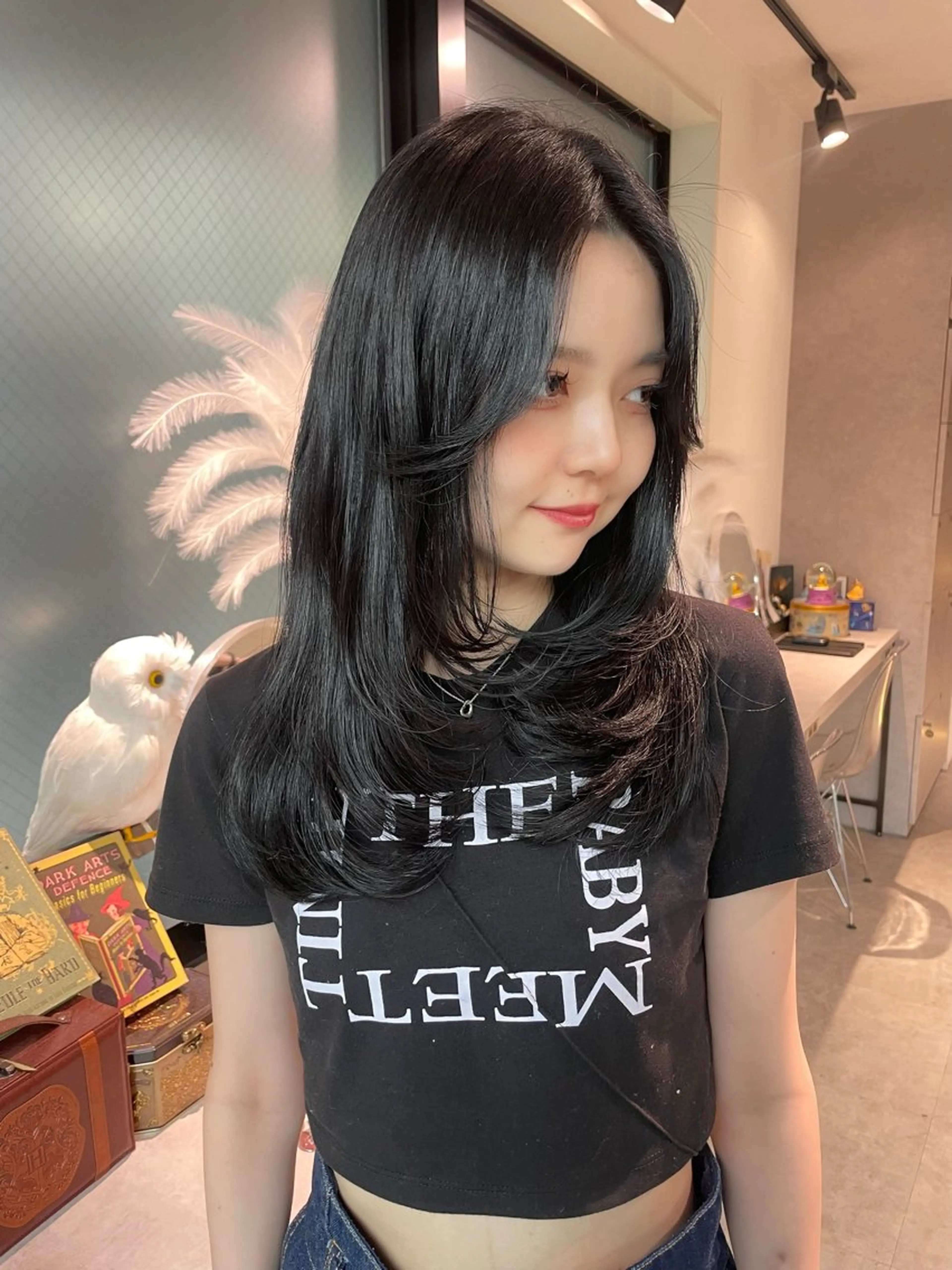 セミロング カラー カット ヘアカラー トリートメント ヘッドスパ レイヤーカット 韓国ヘアayameのヘアスタイル