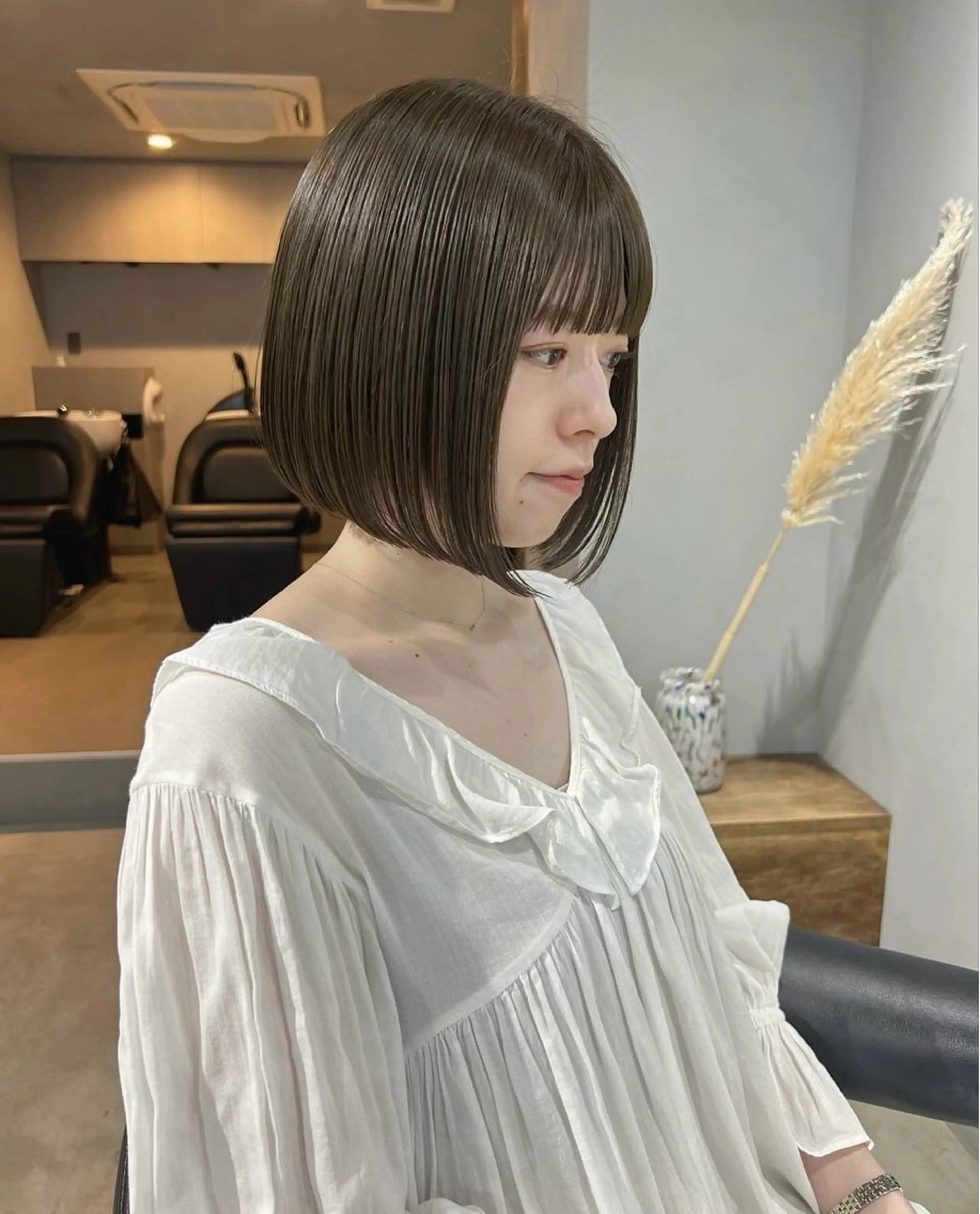 ミディアム カラー カット ヘアカラー トリートメント 【arc】akane オリーブ/ベージュのヘアスタイル