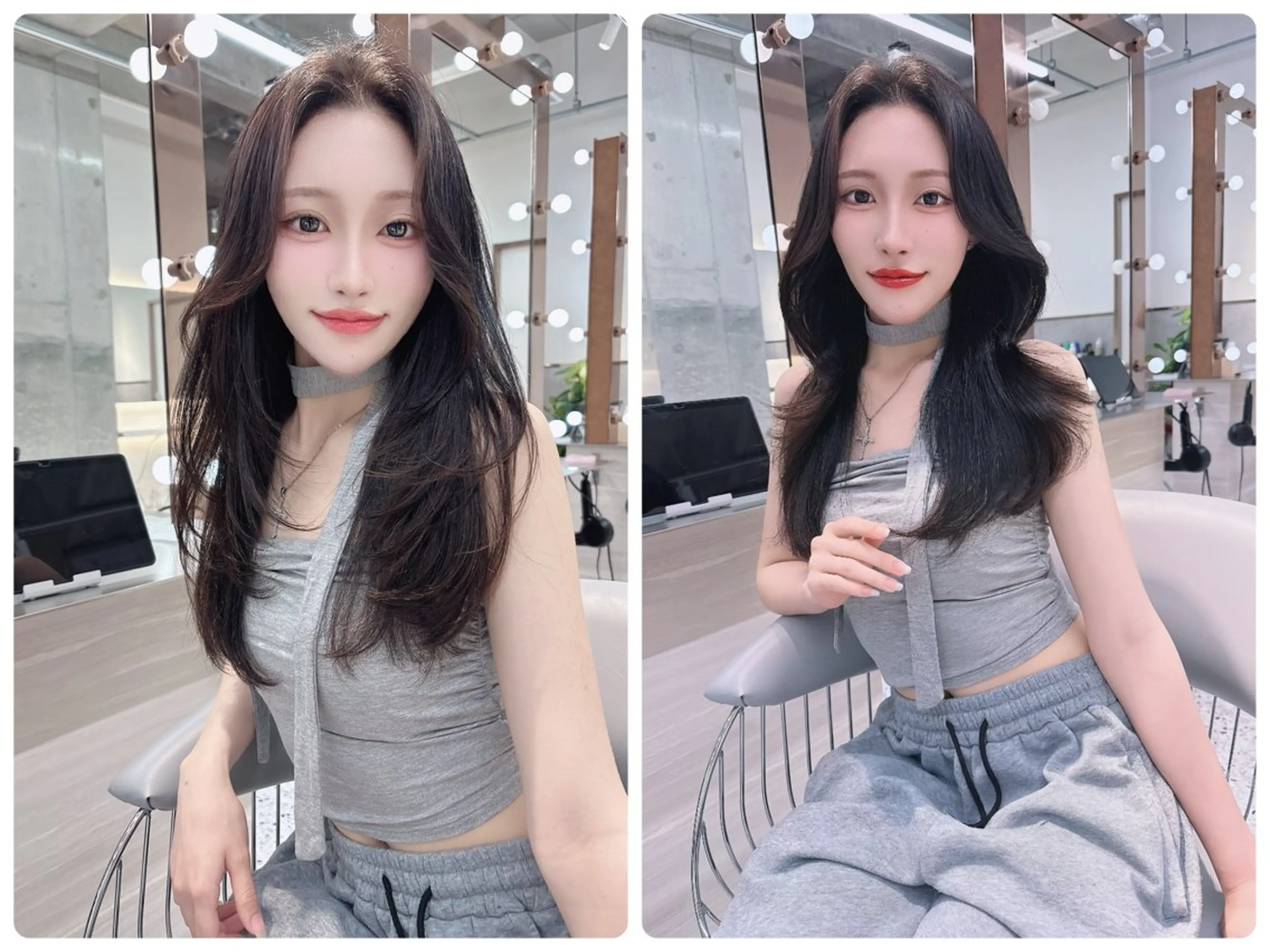 セミロング カラー ブリーチ 透明感カラー ブリーチなしカラー くびれヘア 顔まわりレイヤー カット ヘアカラー トリートメント ✨韓国風レイヤー /髪質改善✨山下 遥のヘアスタイル