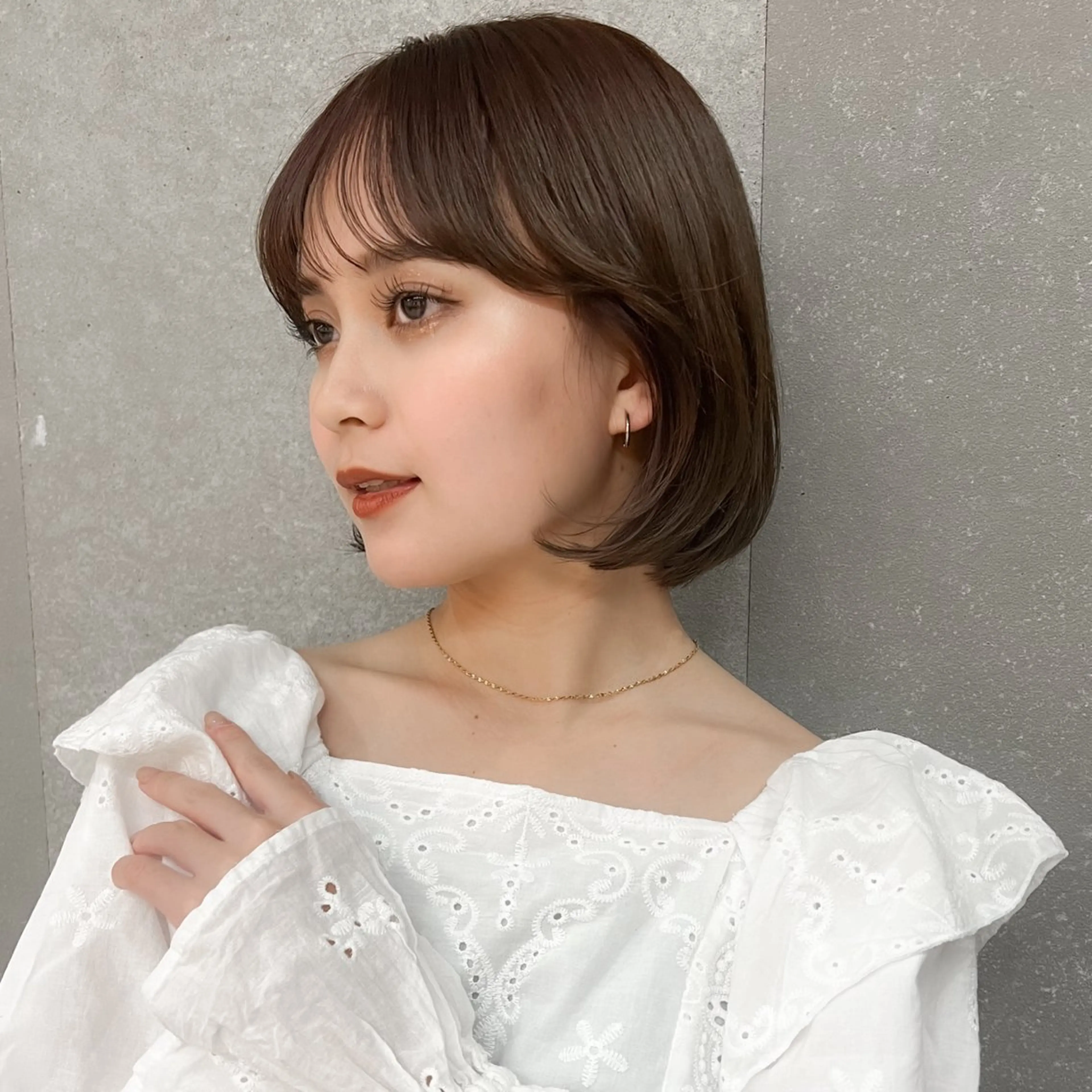 ショート カラー ボブ/巻ける縮毛矯正 /韓国レイヤーはなのヘアスタイル