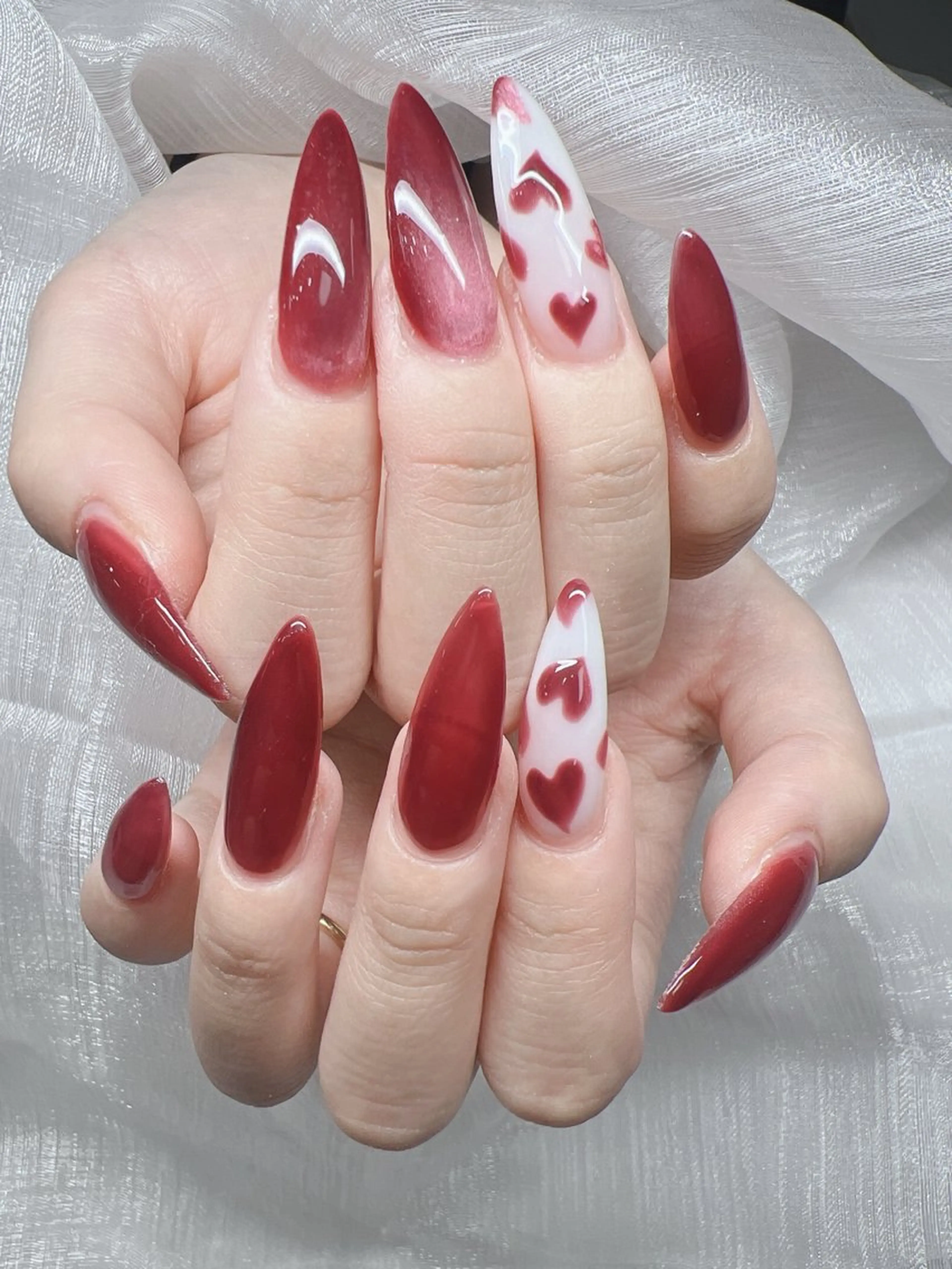 ネイル 長さ出し グラデーション キラキラネイル マグネットネイル ニュアンスネイル ハンドネイル Lee Nails チップ長さだし専門店のネイルデザイン