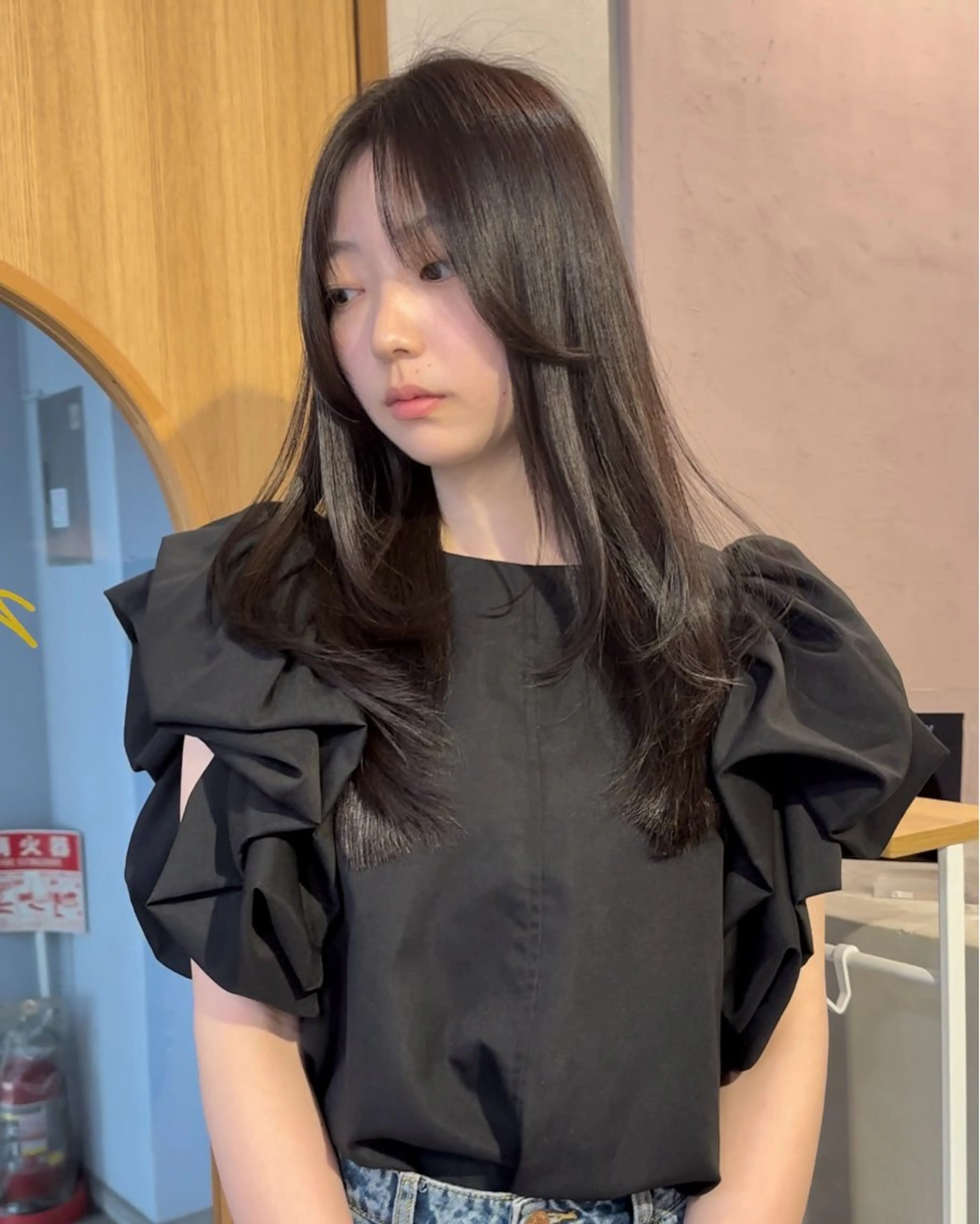 ロング カット ヘアカラー はまだ かんたのヘアスタイル