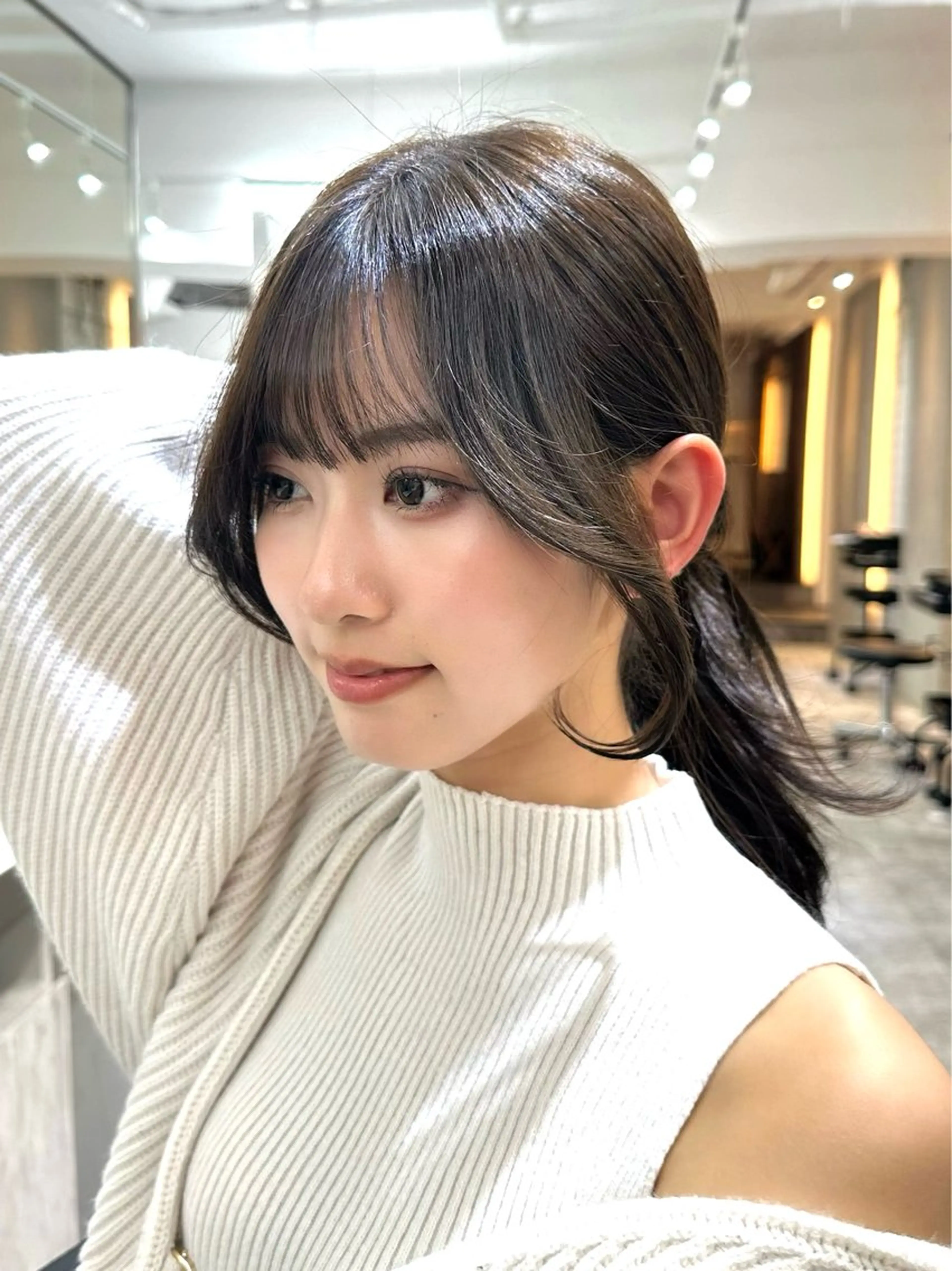 ロング カラー カット ヘアカラー トリートメント レイヤー 顔周り グレージュ/添田晃基のヘアスタイル