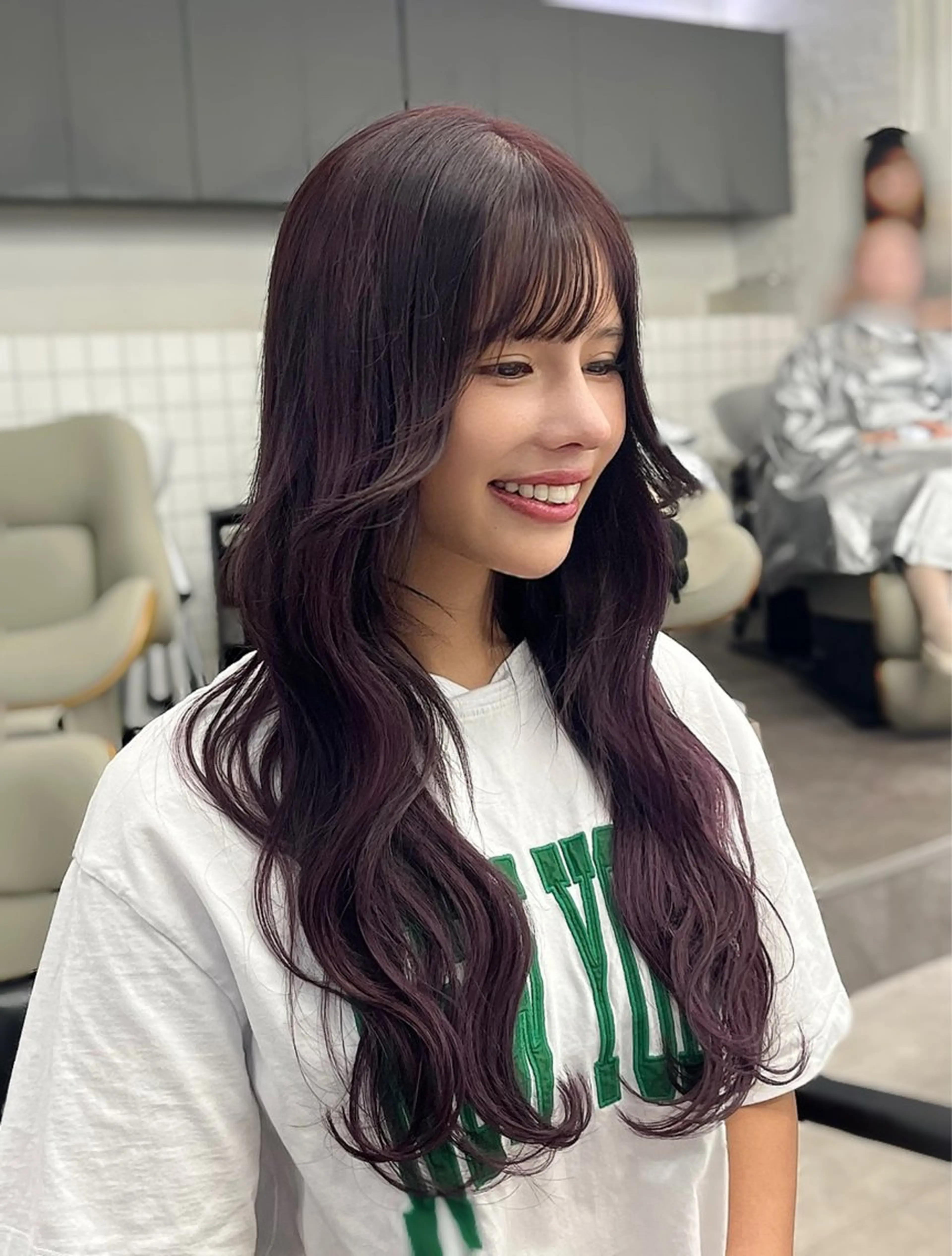 セミロング カラー パーマ ヘアアレンジ イルミナカラー 髪質改善 韓国風ヘア レイヤーカット 縮毛矯正 韓国ヘア×顔まわり 🇰🇷和知拓郎のヘアスタイル