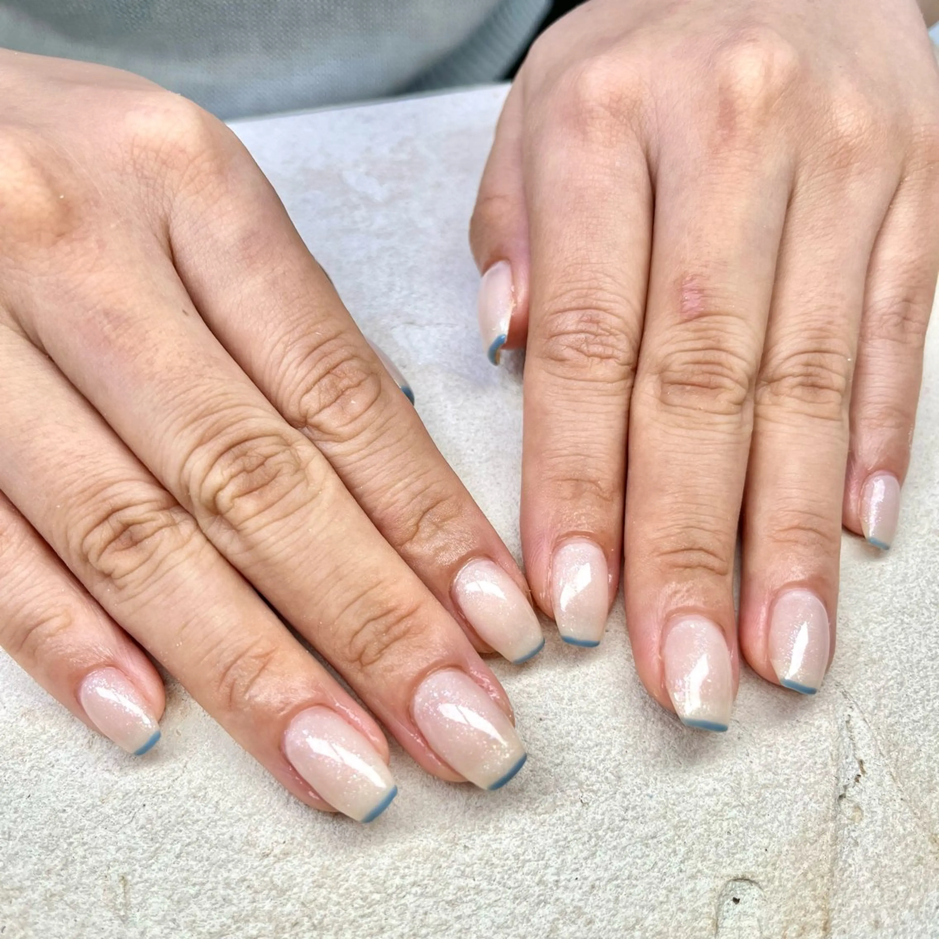 ネイル ブルー フレンチネイル ハンドネイル bianca TORII🌞のネイルデザイン