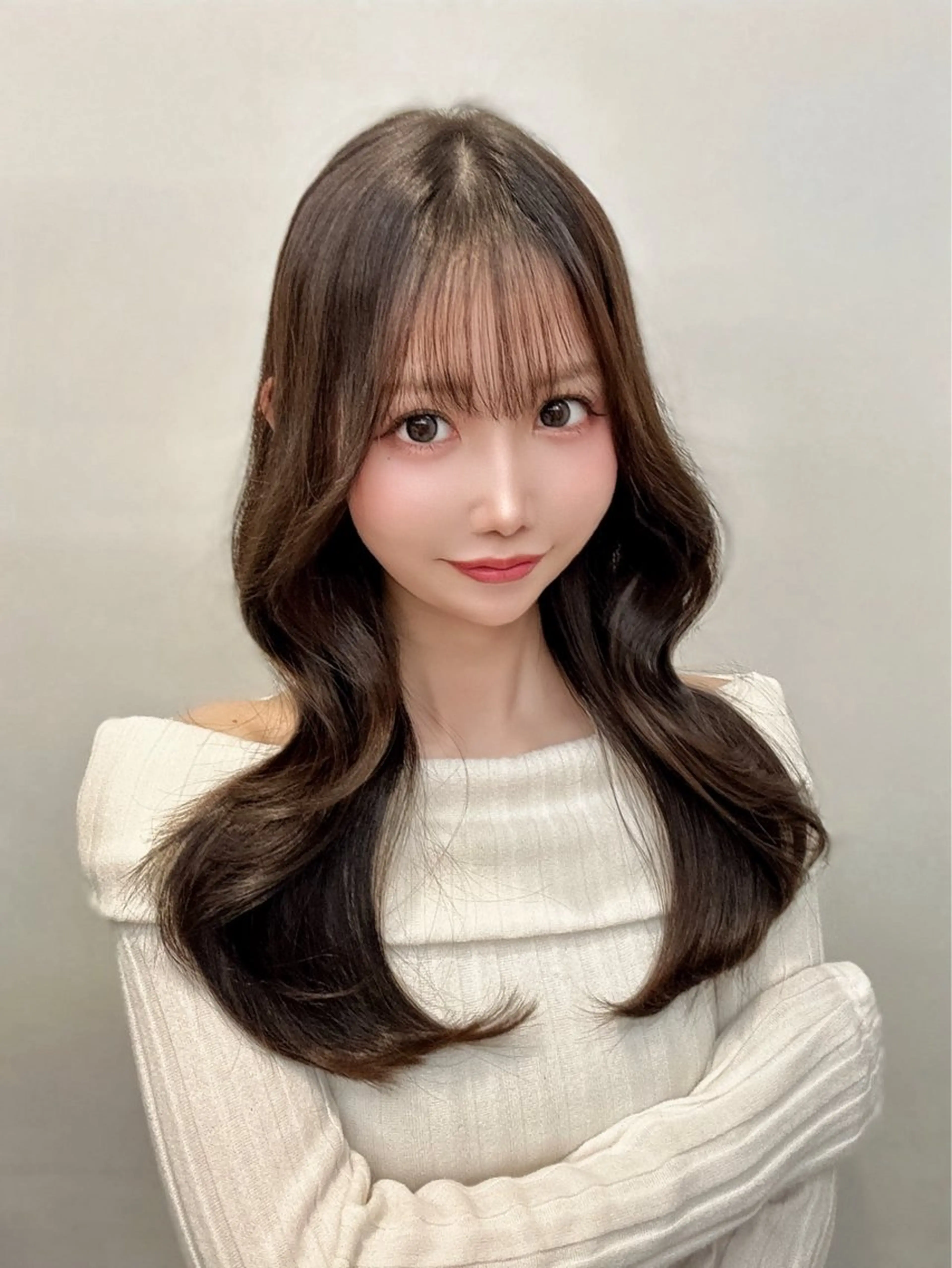 ロング カラー 顔周り似合わせ・巻け るレイヤー水谷航大のヘアスタイル