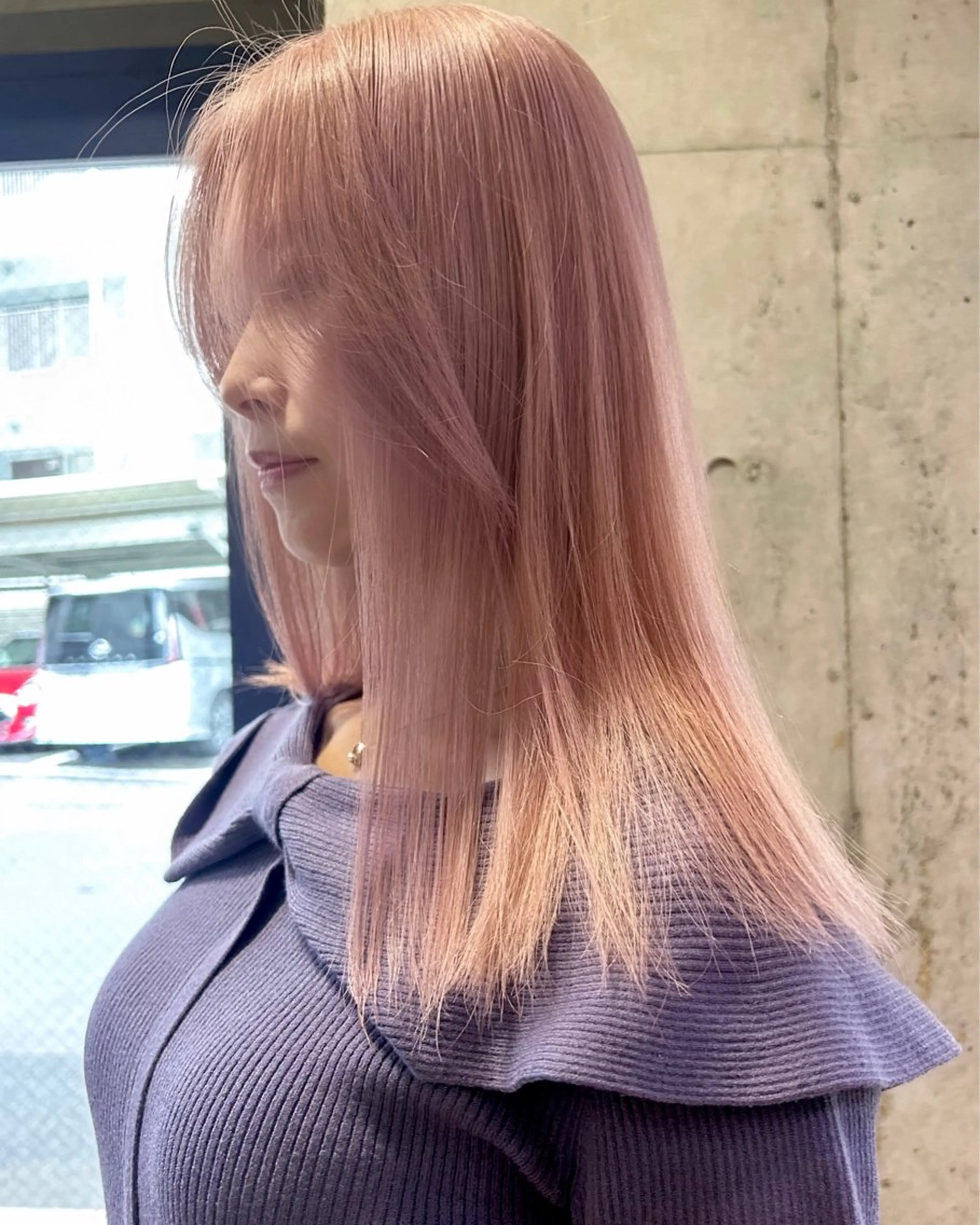 ミディアム カラー ブリーチ ピンクカラー ホワイトピンク カット ヘアカラー トリートメント RONU所属・鎌倉駅*カット/ 似合わせ/ニシハラのヘアスタイル