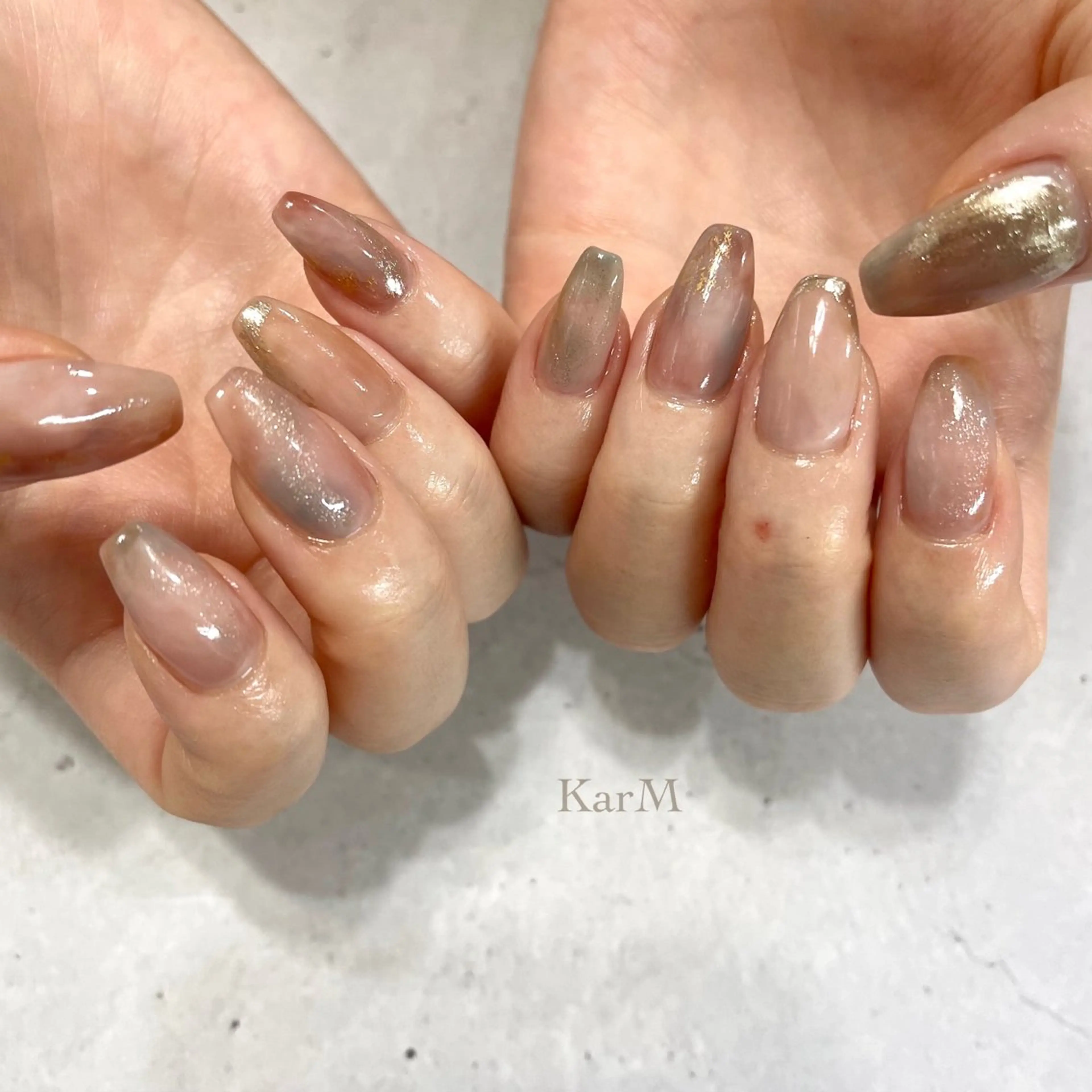 ネイル オーロラネイル チークネイル フラッシュネイル フレンチネイル グラデーション ハンドネイル ogino karinのネイルデザイン