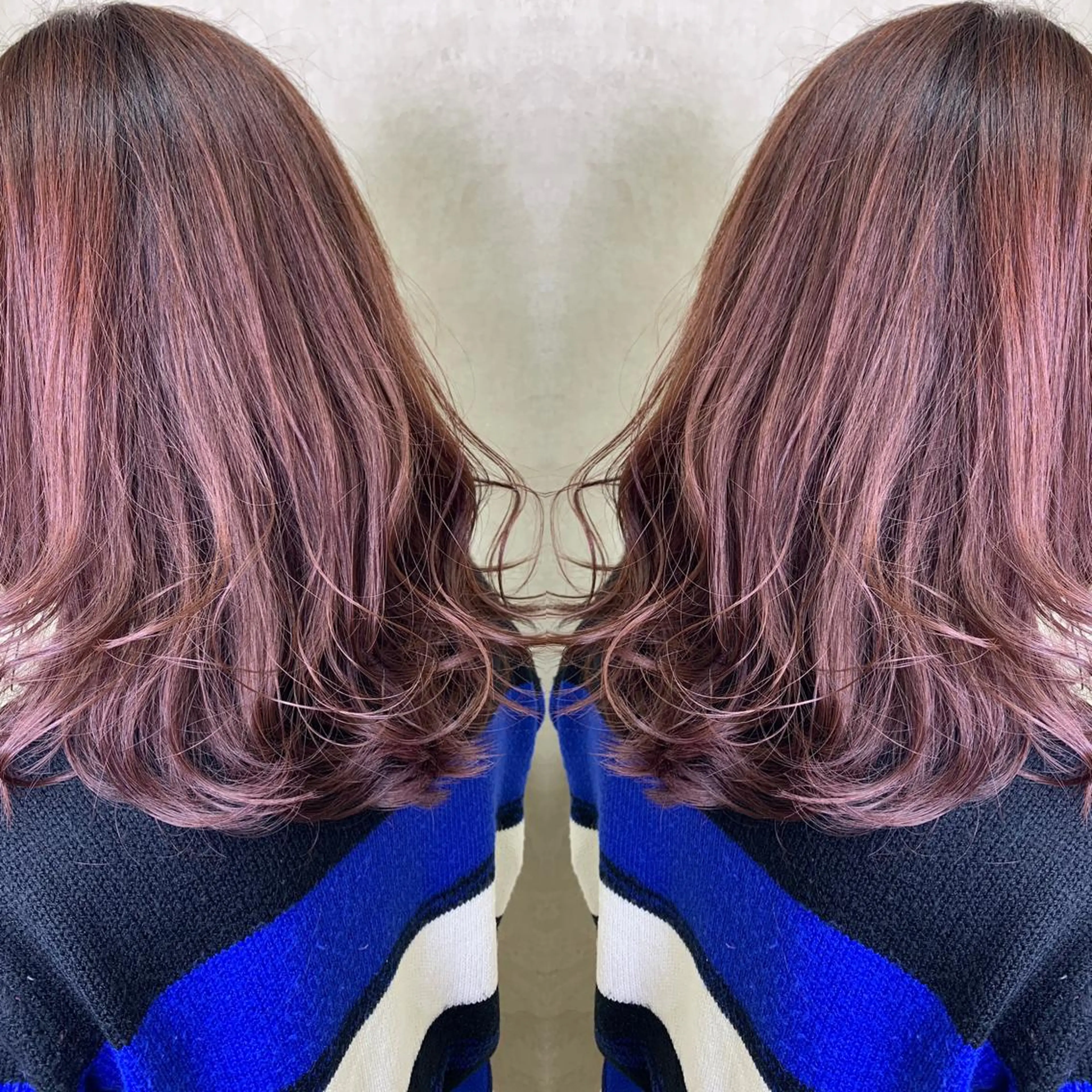 セミロング カラー イルミナカラー ピンクカラー 竹井 寛喜のヘアスタイル