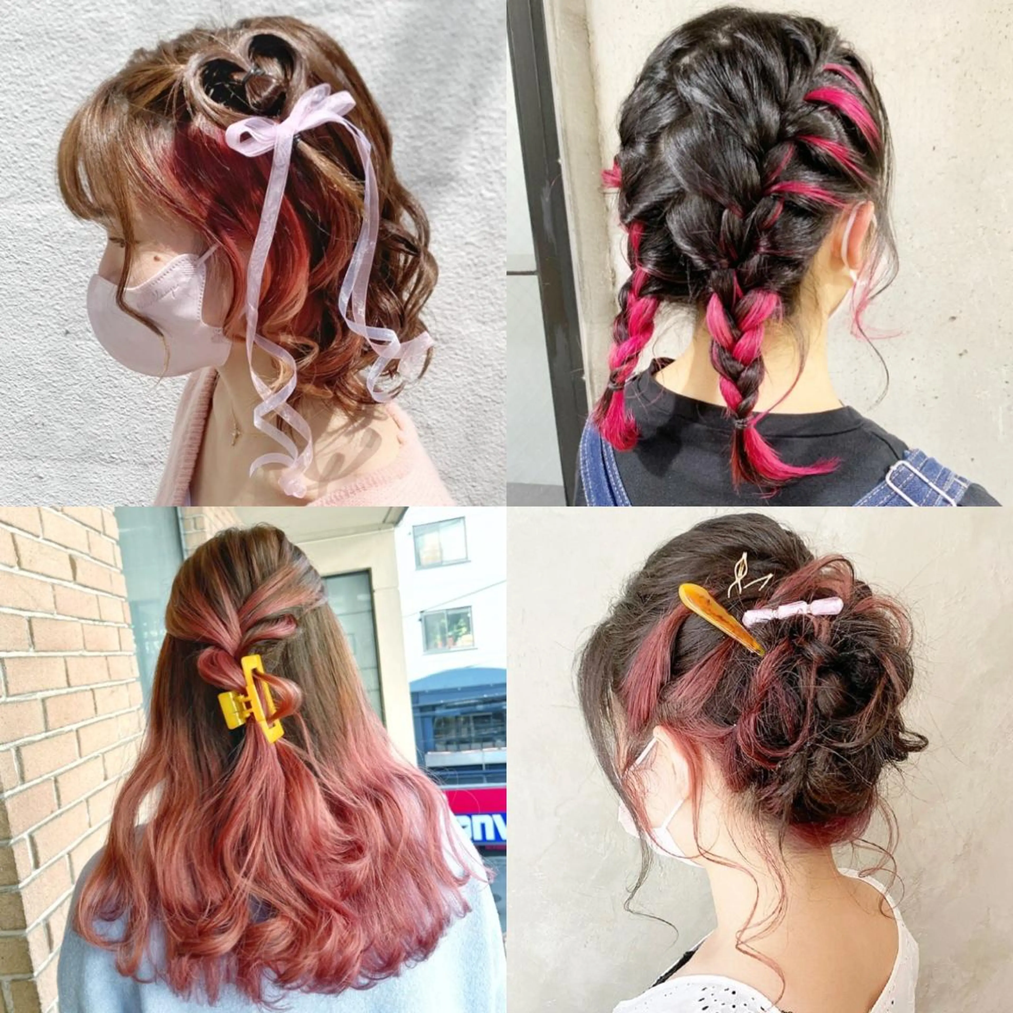 セミロング カラー ヘアアレンジ ヘアセット ピンクカラー🩷 ヘアセットＮＯ.1のヘアスタイル