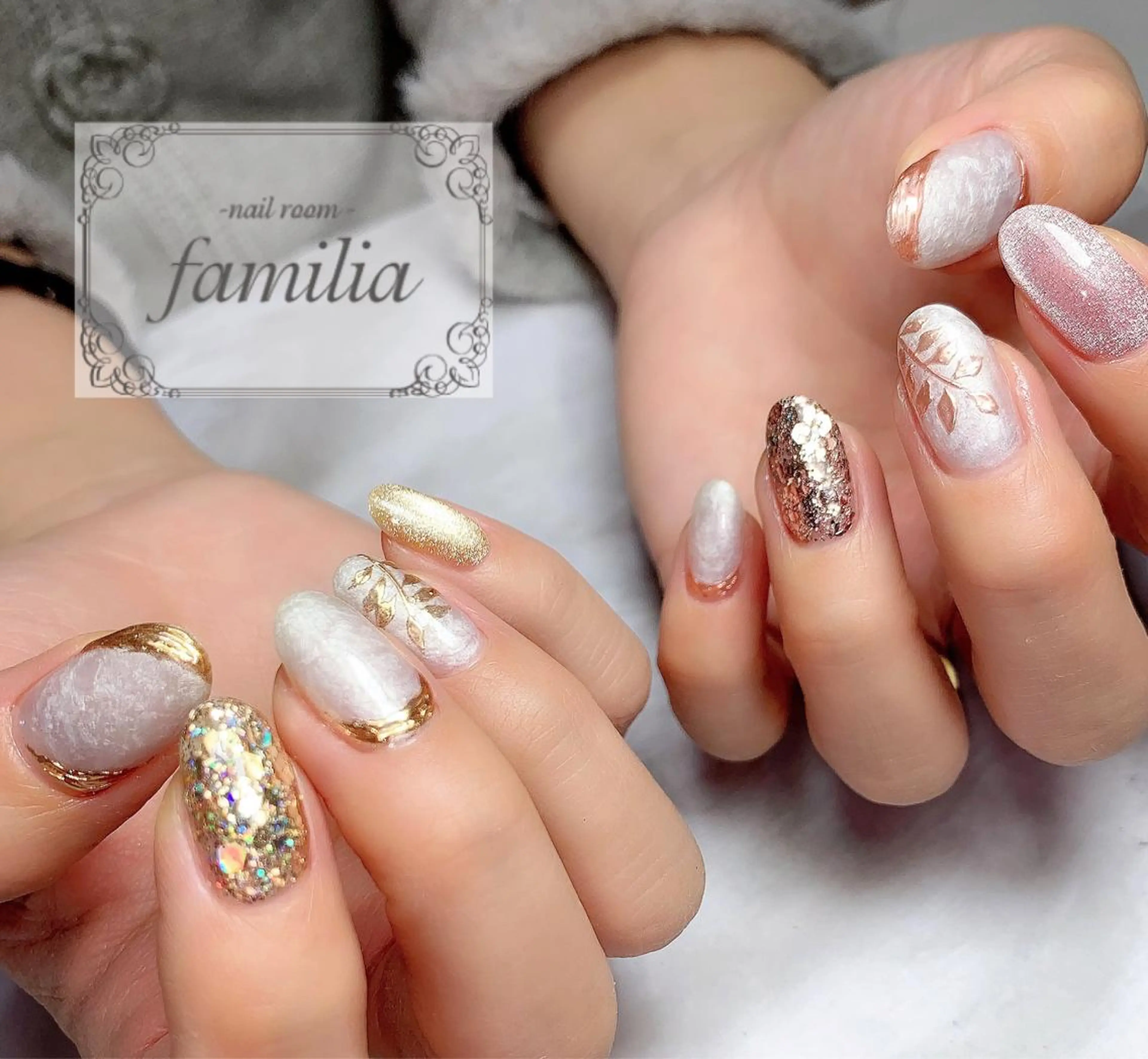 ネイル アートネイル ホログラムネイル ラメ(グリッター) マグネットネイル ハンドネイル -nailroom- familiaのネイルデザイン