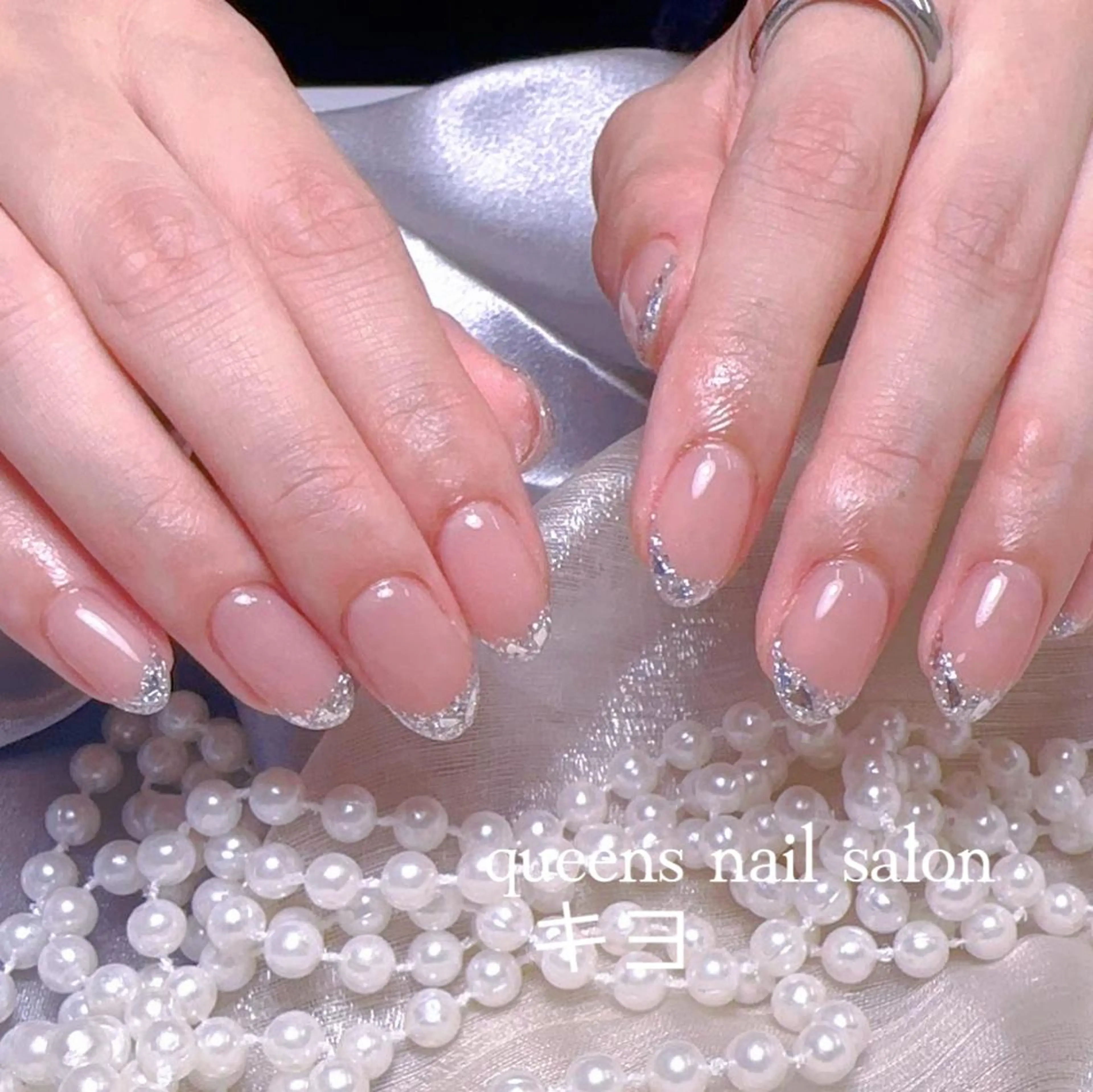 【HAND】初回オフ無料】大流行★ガラスフレンチ、柄フレンチ￥4980の写真