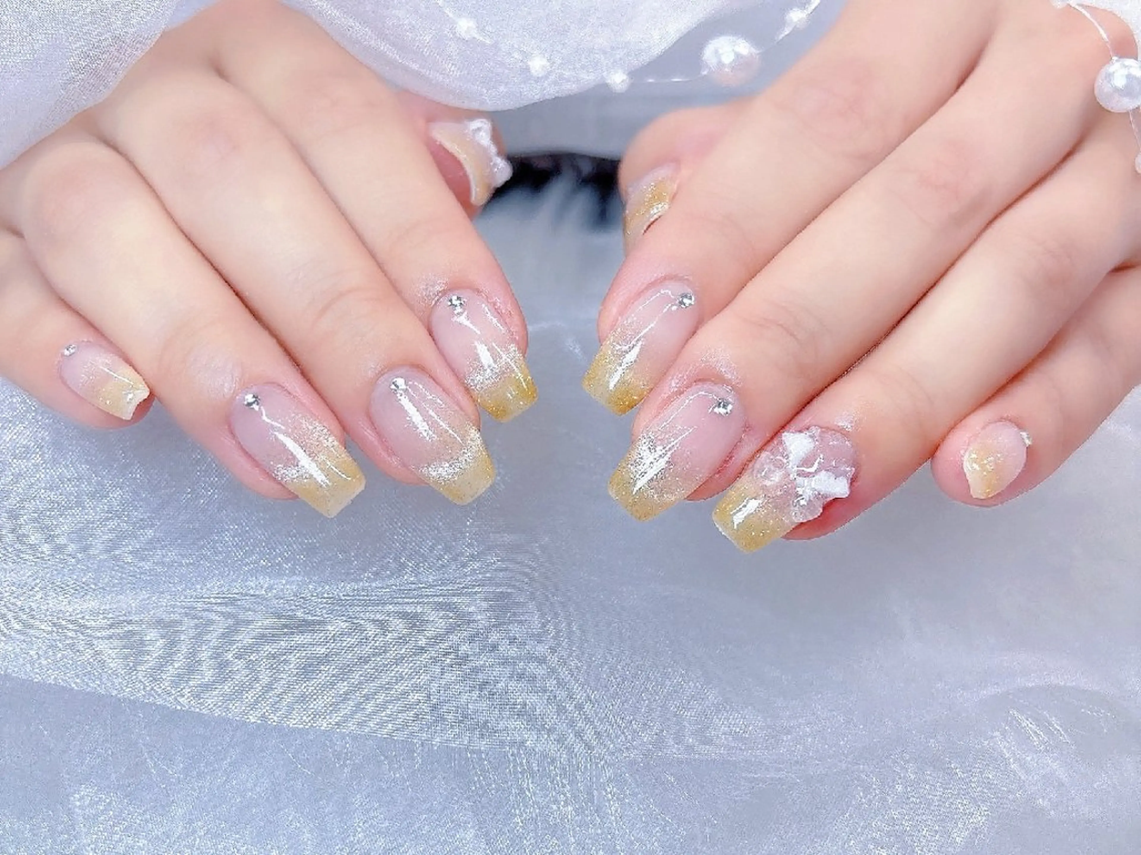 ネイル チークネイル 長さ出し フラッシュネイル フレンチネイル ジェルネイル Chouette Nailのネイルデザイン