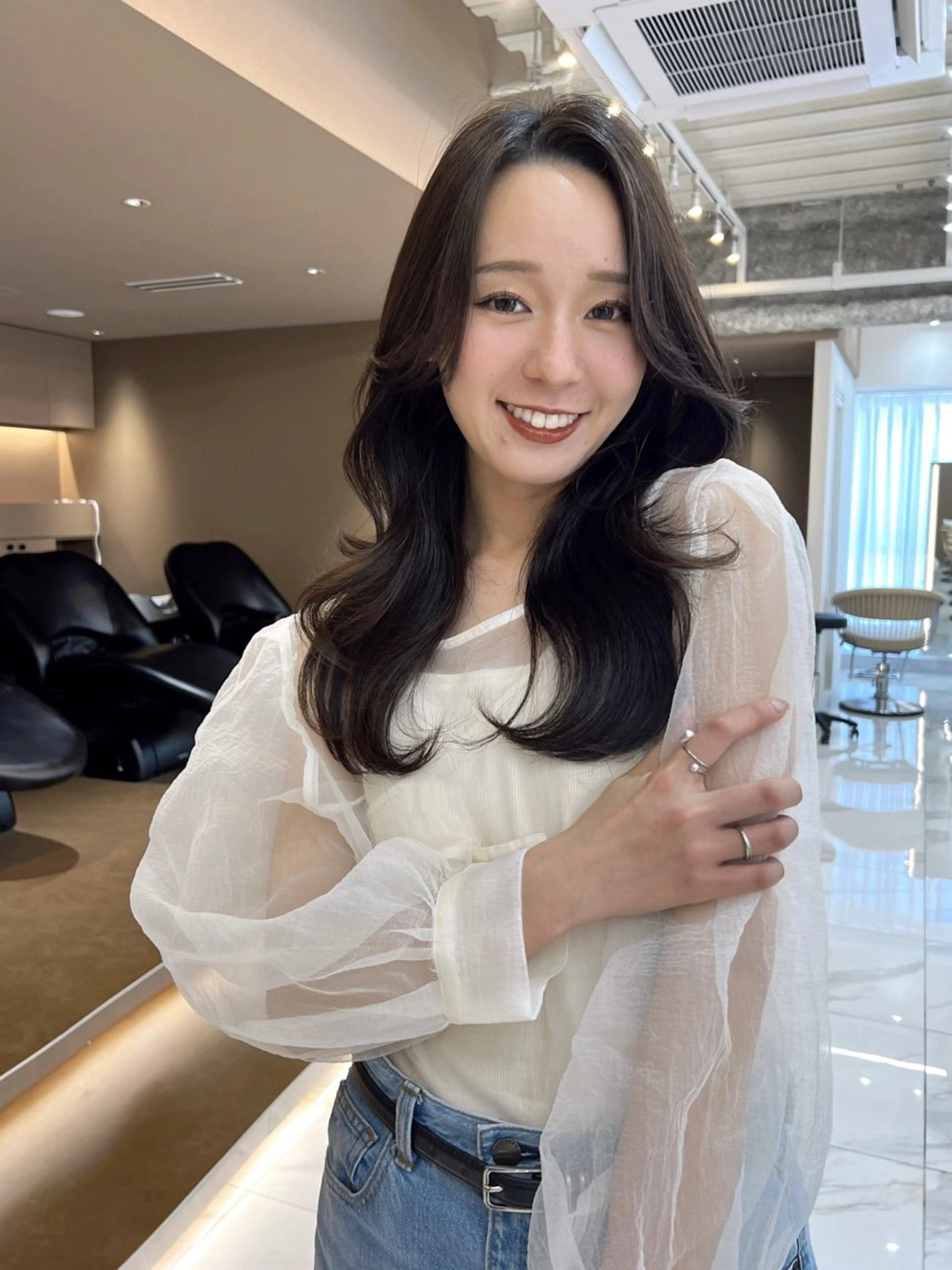 ロング カット ヘアカラー トリートメント 韓国ヘア/縮毛矯正/ 透明感カラー松沢州途のヘアスタイル