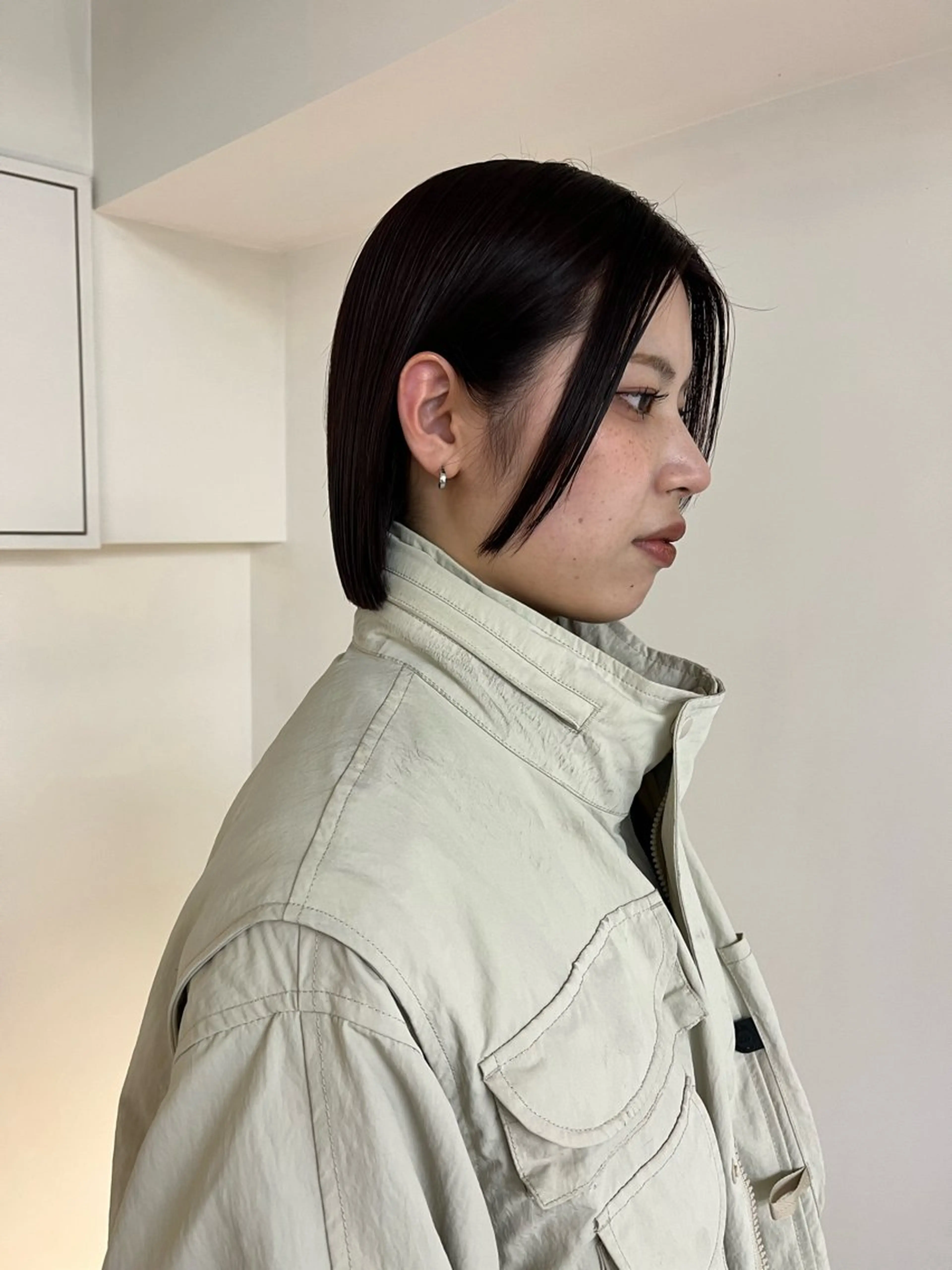 ミディアム 切りっぱなしボブ ボブ シースルーバング fit　stand所属・ハルカ/ fit standのヘアスタイル