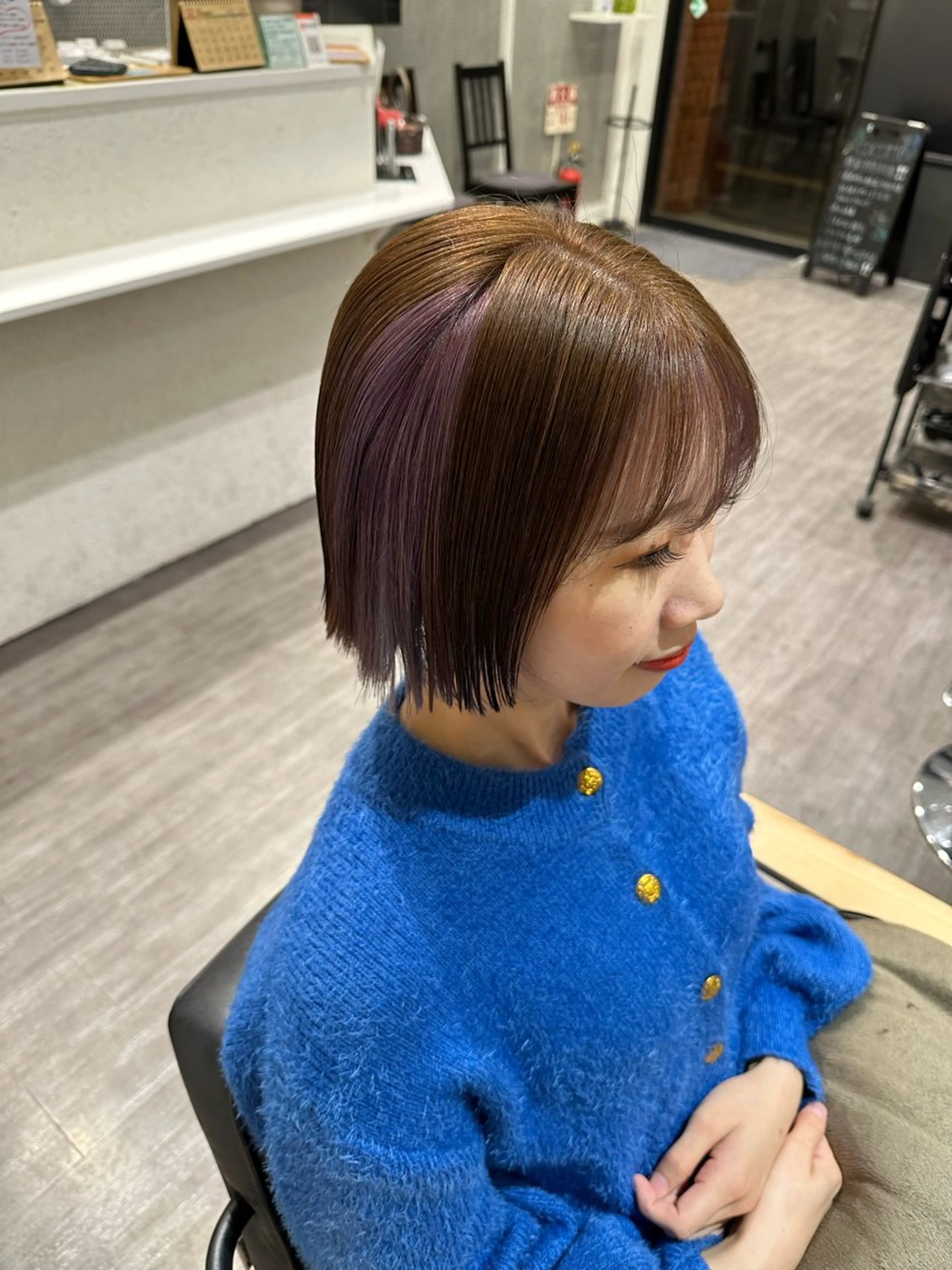 ミディアム カラー ベージュカラー ラベンダーカラー 艶髪レイヤー上田 紗也🇰🇷💗のヘアスタイル