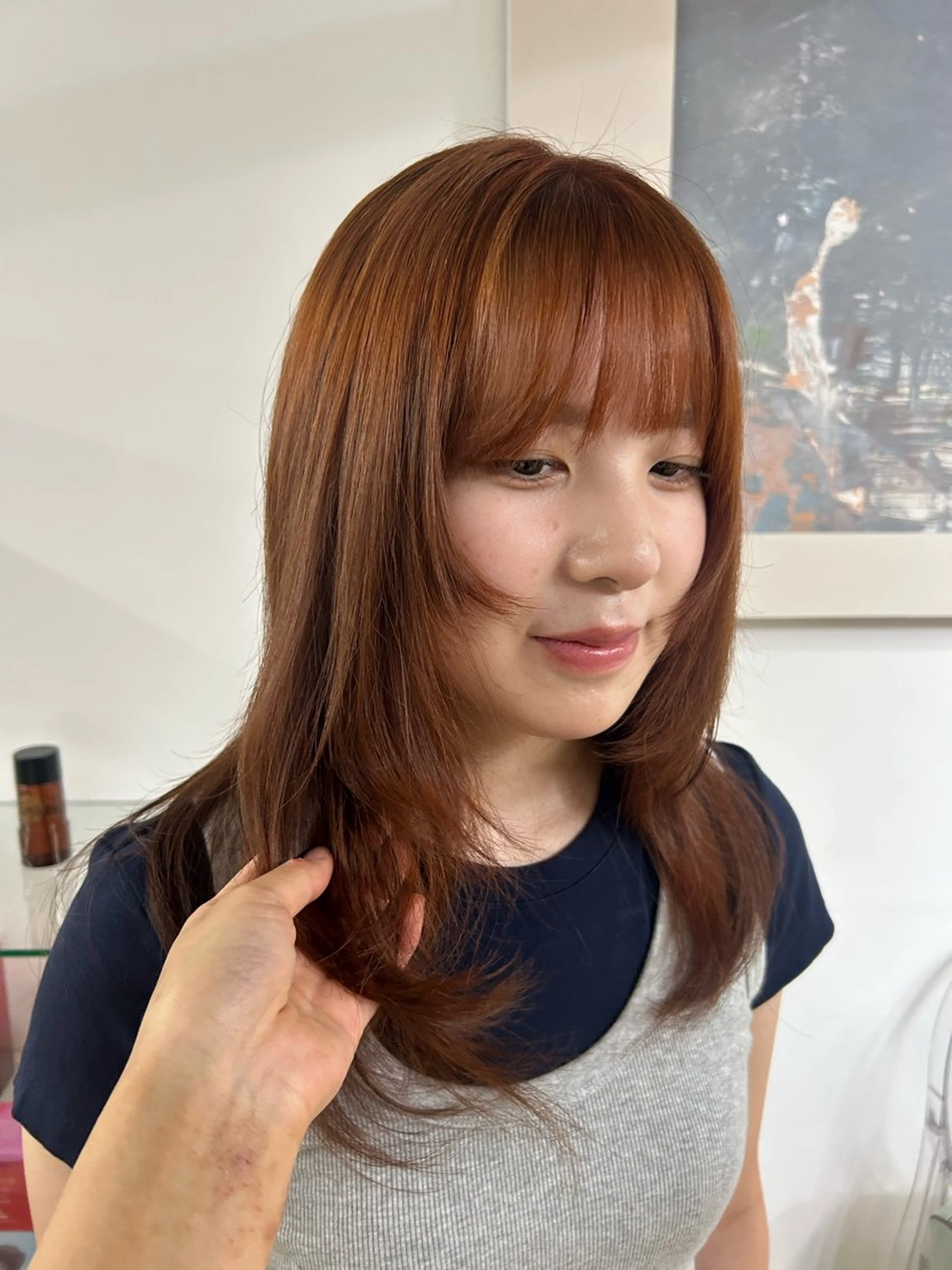 【ミニモ限定】ワンカラー暖色カラー🩵➕髪質にあったaujuaのシャンプー、トリートメントをさせていただきます🍀の写真