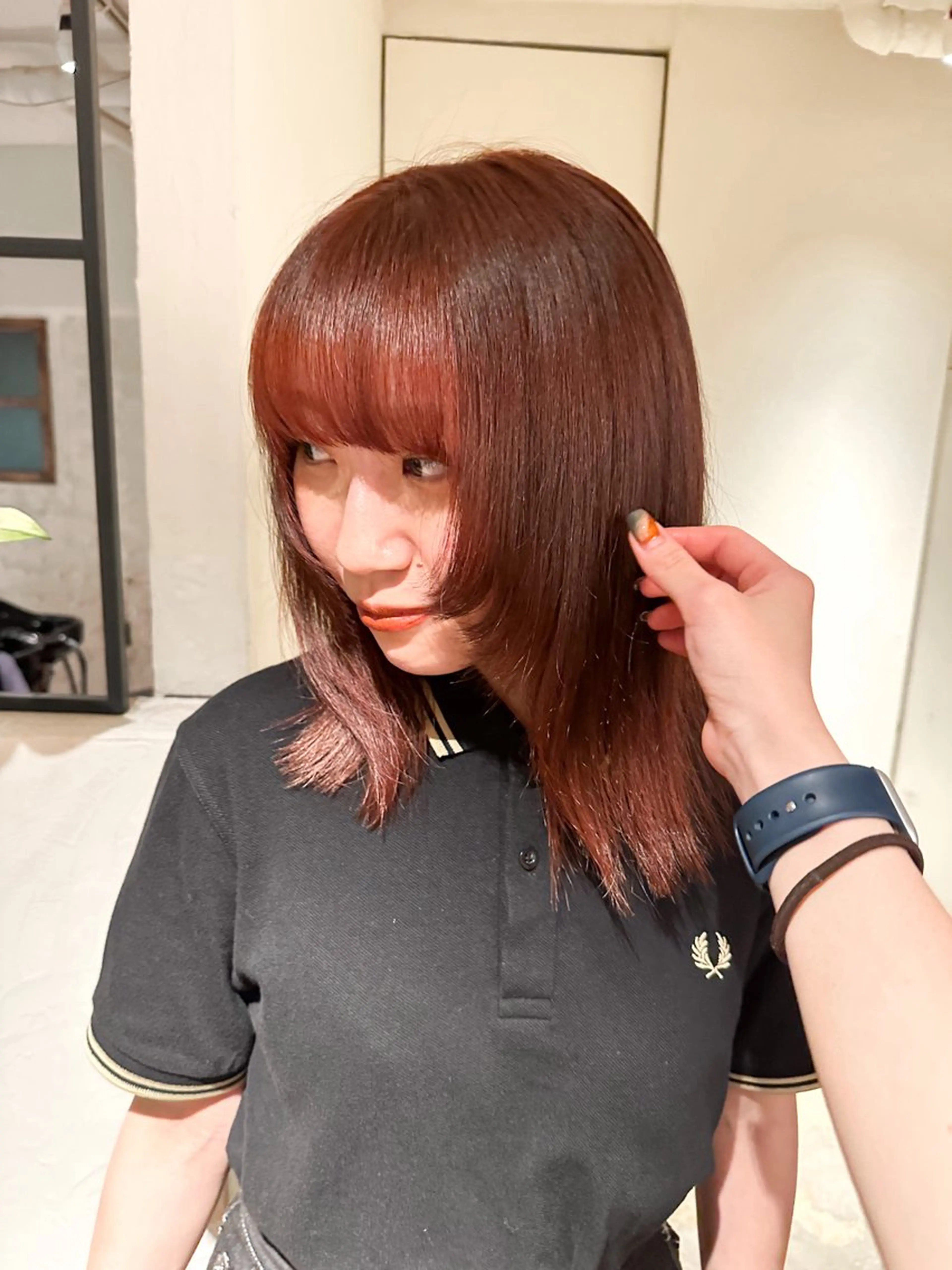 セミロング カラー ヘアアレンジ カット ヘアカラー トリートメント ヘアセット 🧡ono🧡暖色/ 切りっぱなしボブ🧡のヘアスタイル