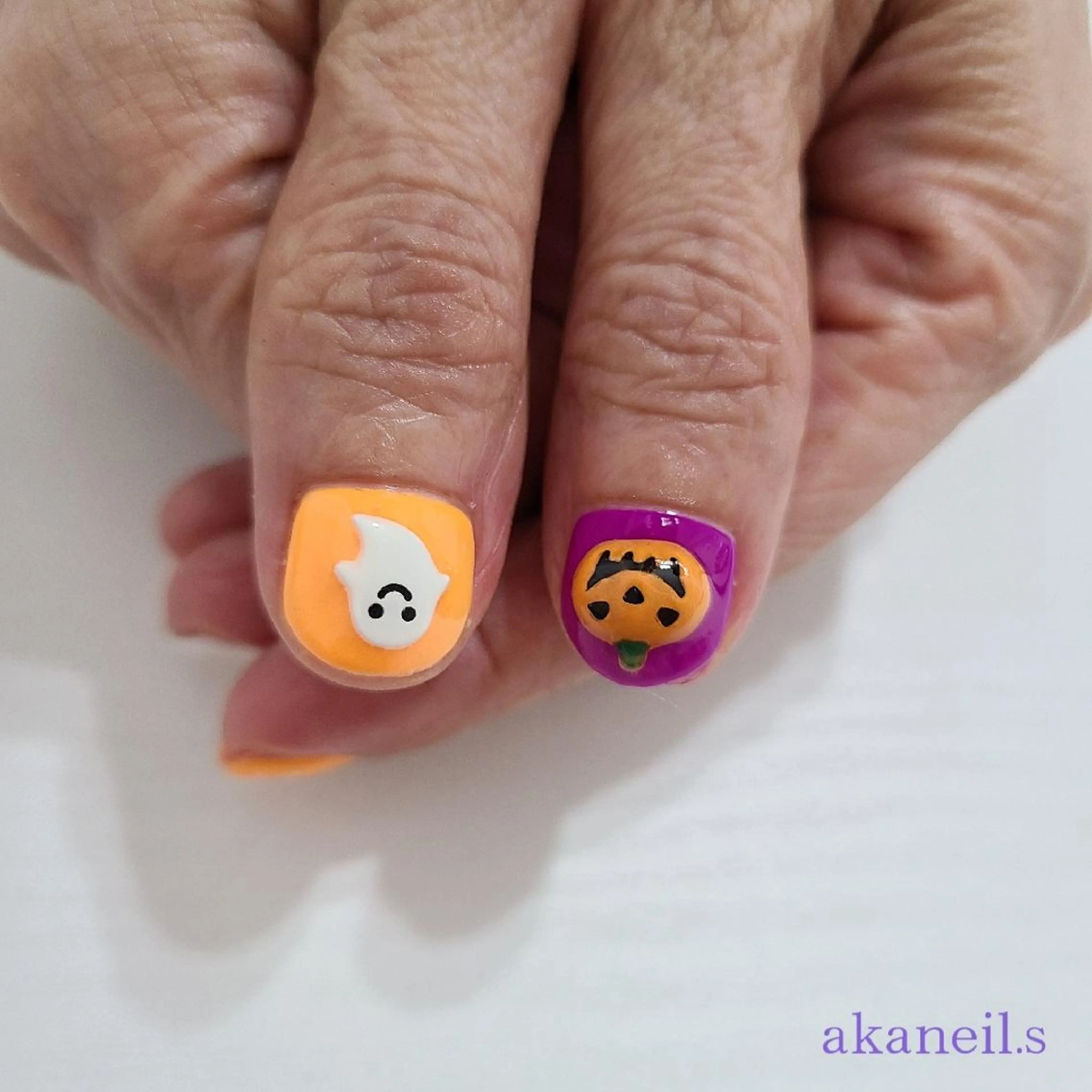 ショート ネイル ハロウィン ハロウィン 【akaneils】 アカネのネイルデザイン