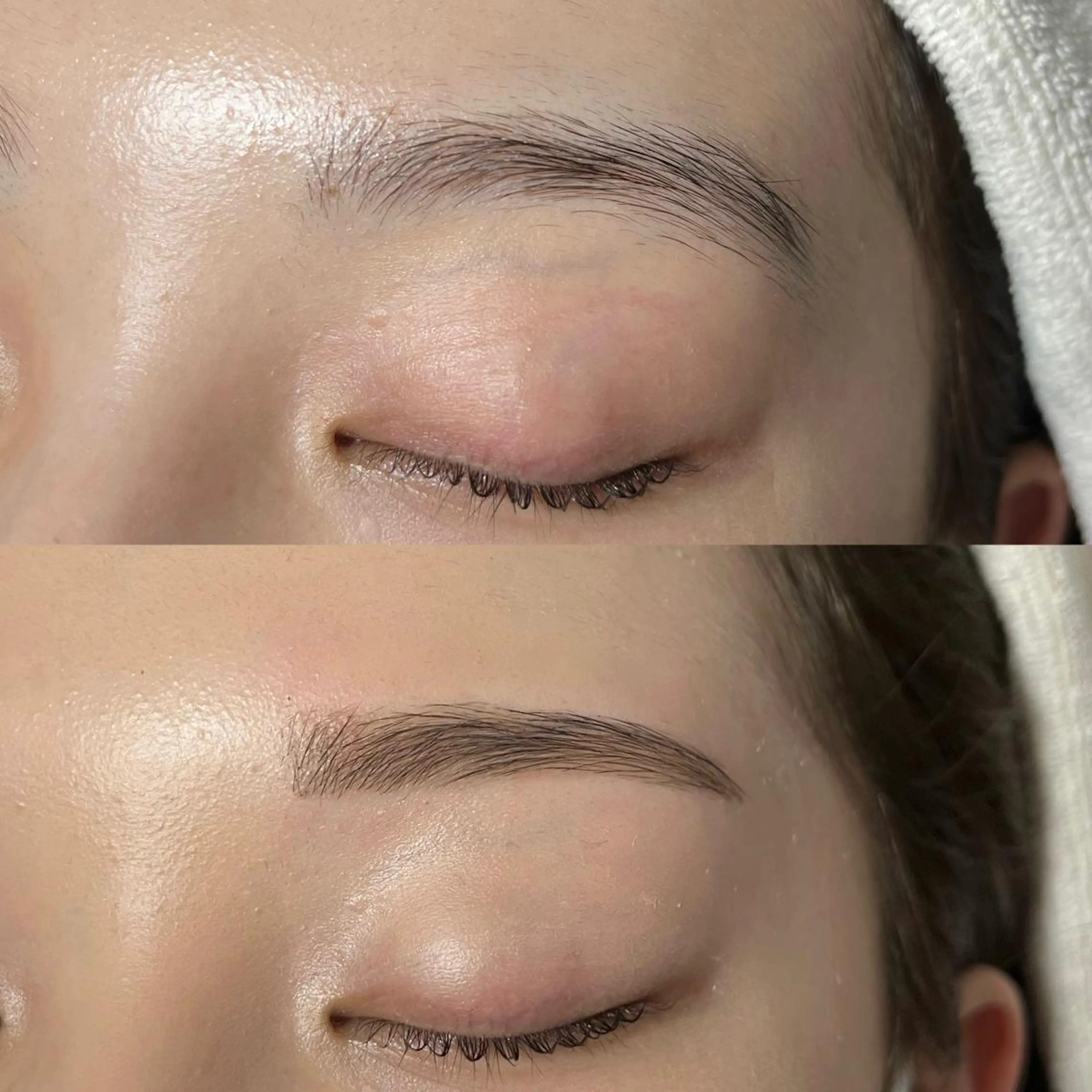 アイブロウ 眉毛ワックス脱毛 ブリーチなしカラー ダブルカラーエクステのヘアスタイル