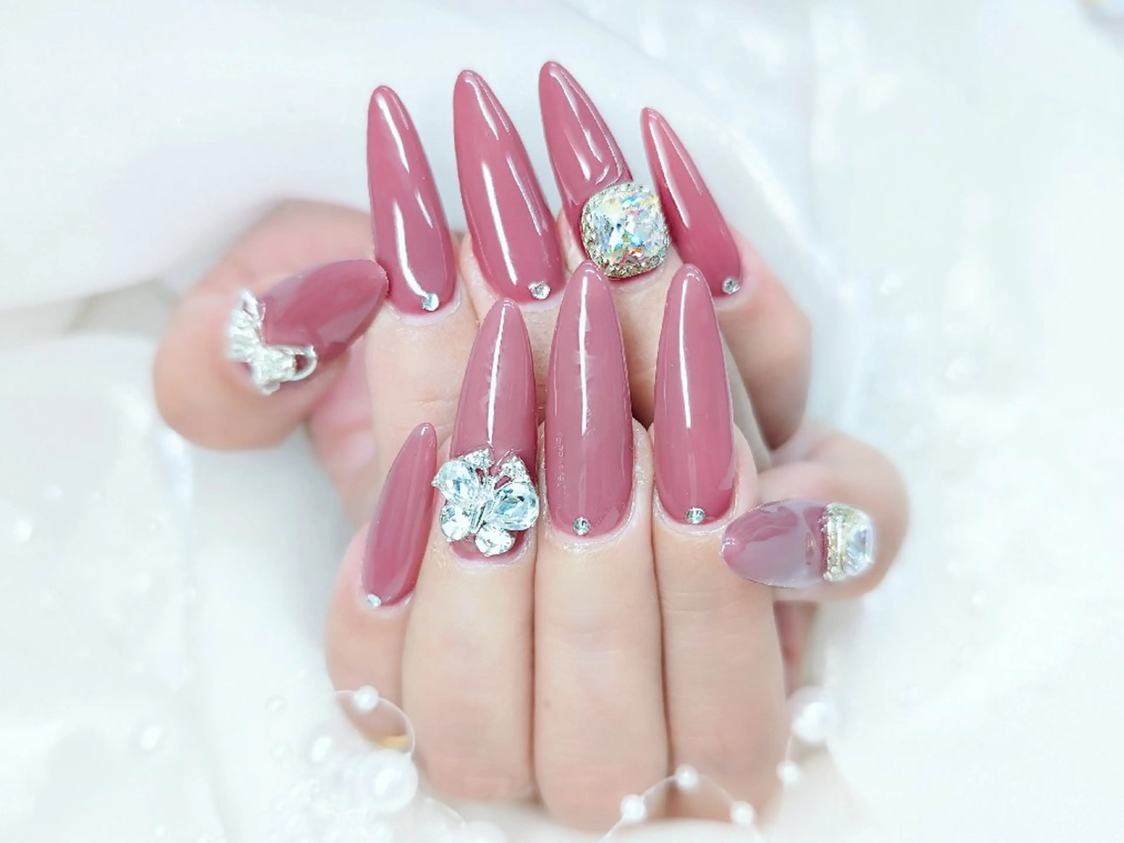 ネイル チークネイル 長さ出し フラッシュネイル フレンチネイル ジェルネイル Chouette Nailのネイルデザイン