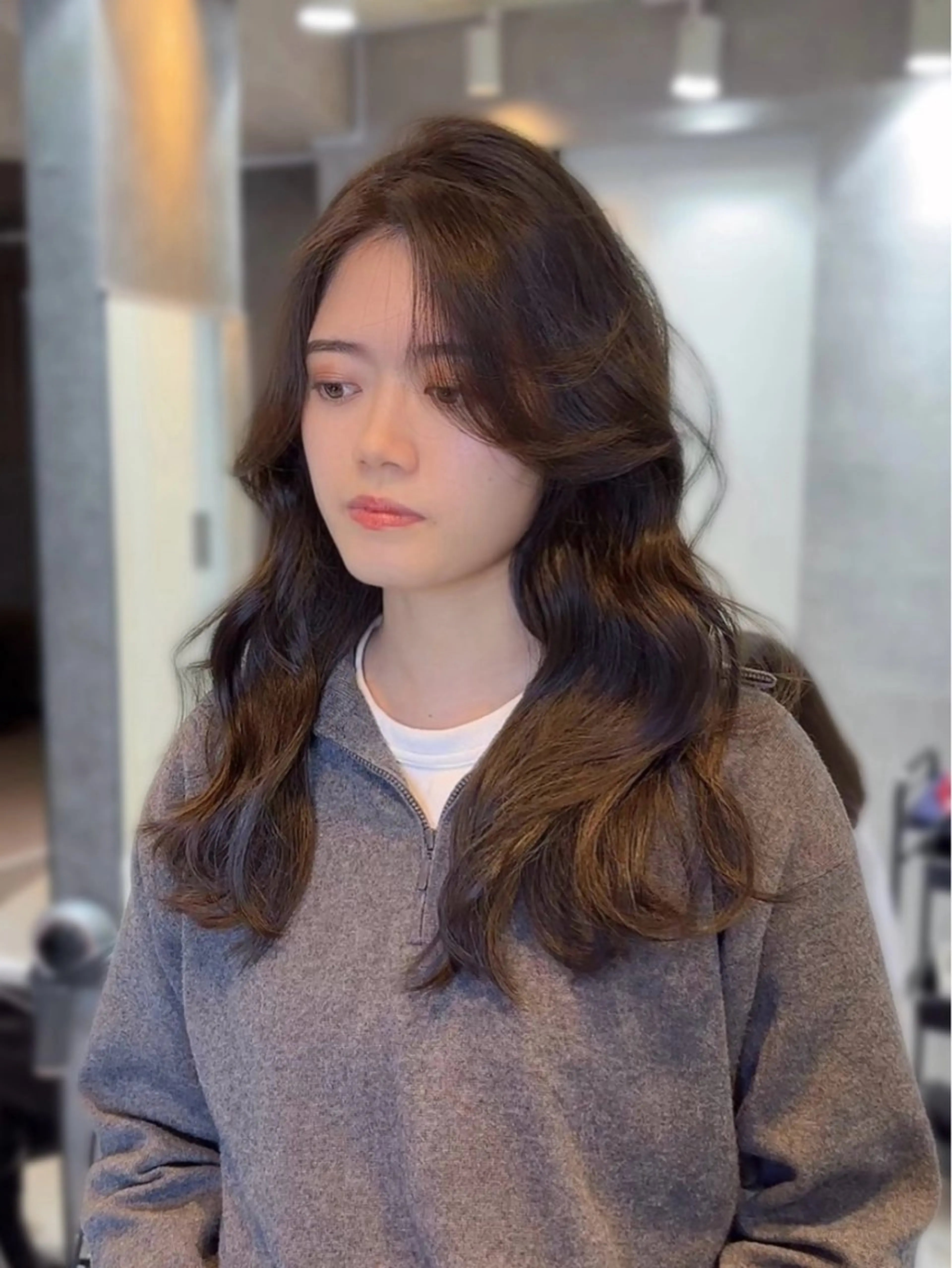 セミロング カット ヘアカラー トリートメント 新宿/韓国レイヤー 顔まわり/RIKUのヘアスタイル