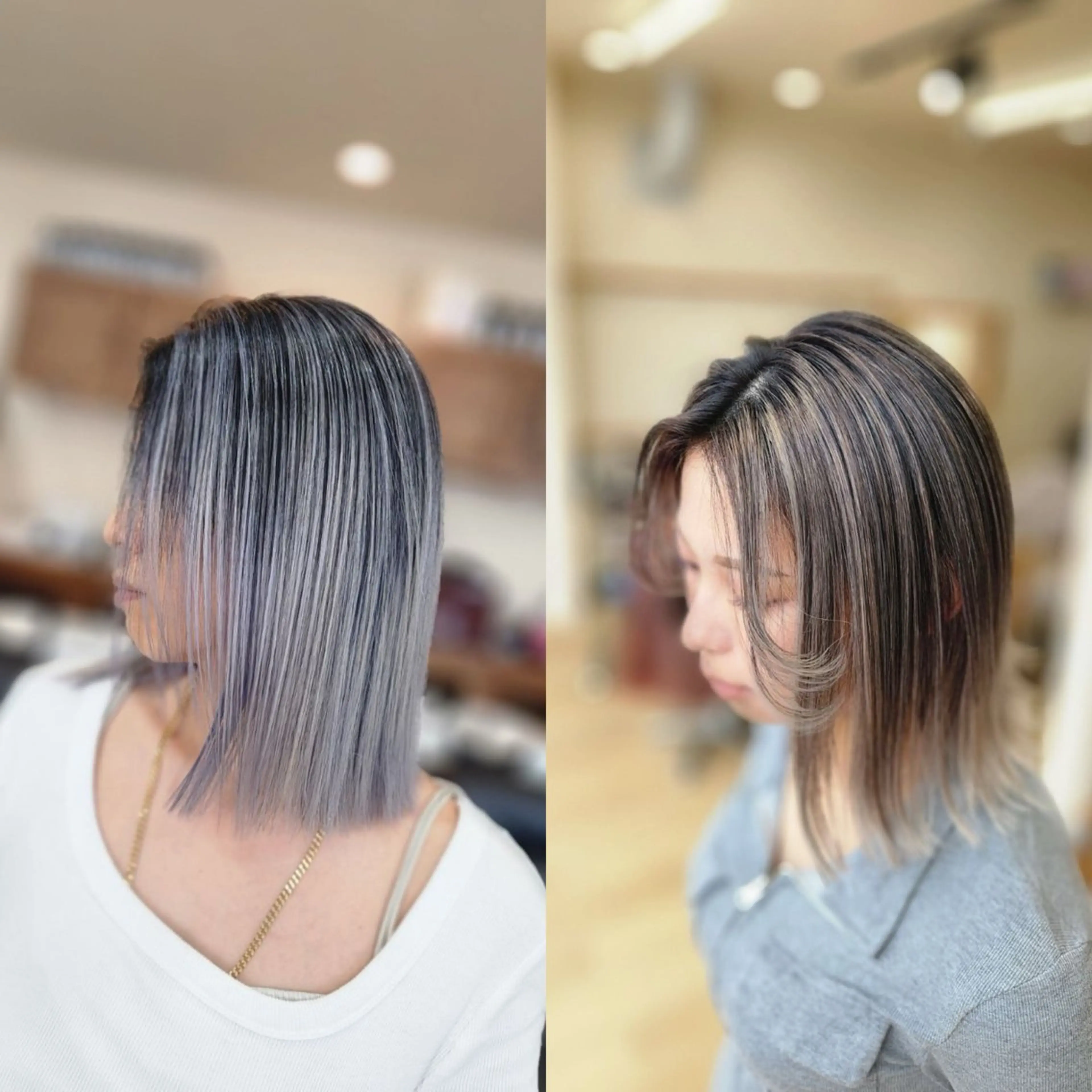 ミディアム レイヤーカット ヘアカラー Mirashy 成田のヘアスタイル
