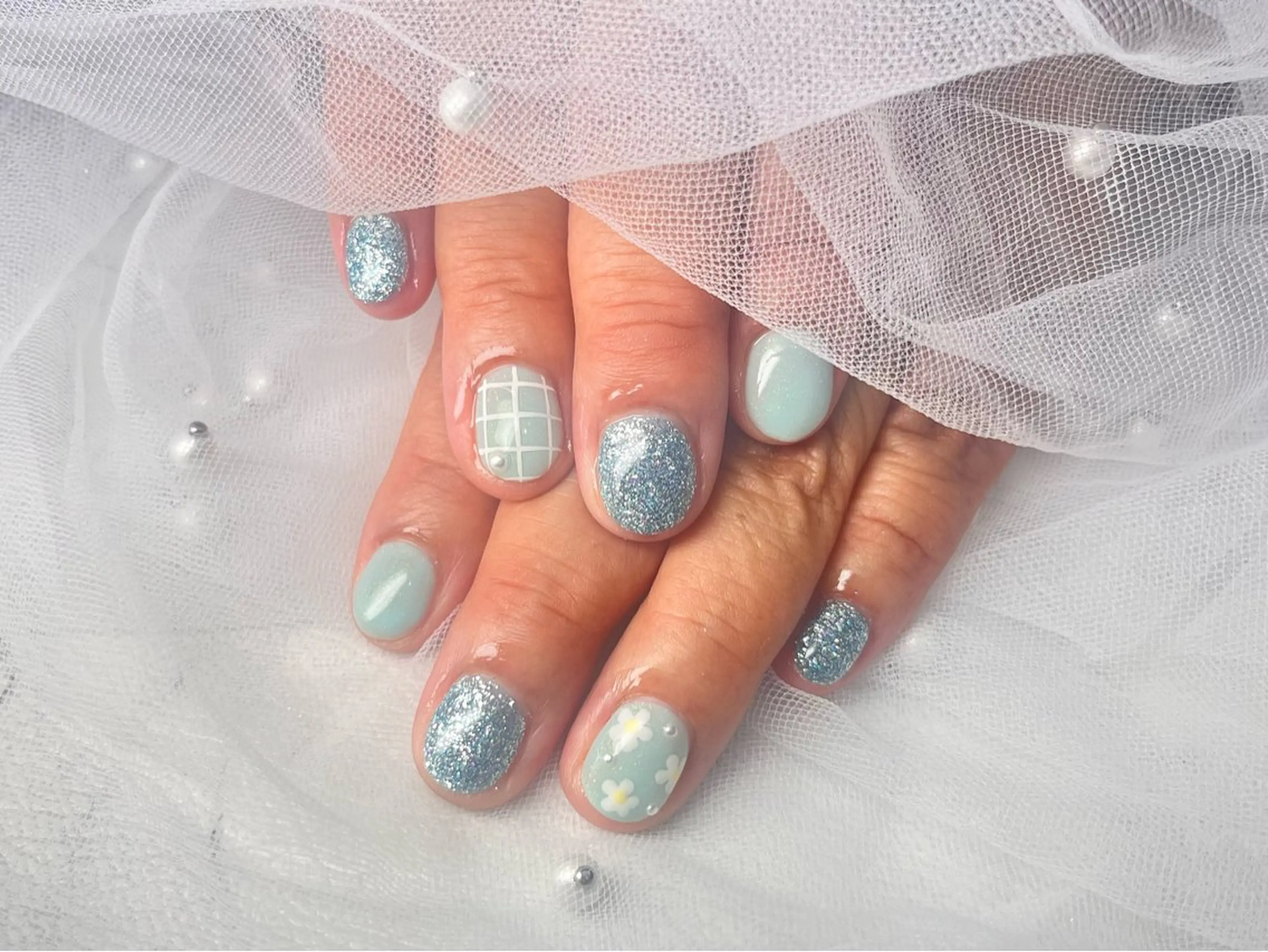 ネイル ショートネイル ハンドネイル Queen nail 北堀江 ASUKAのネイルデザイン