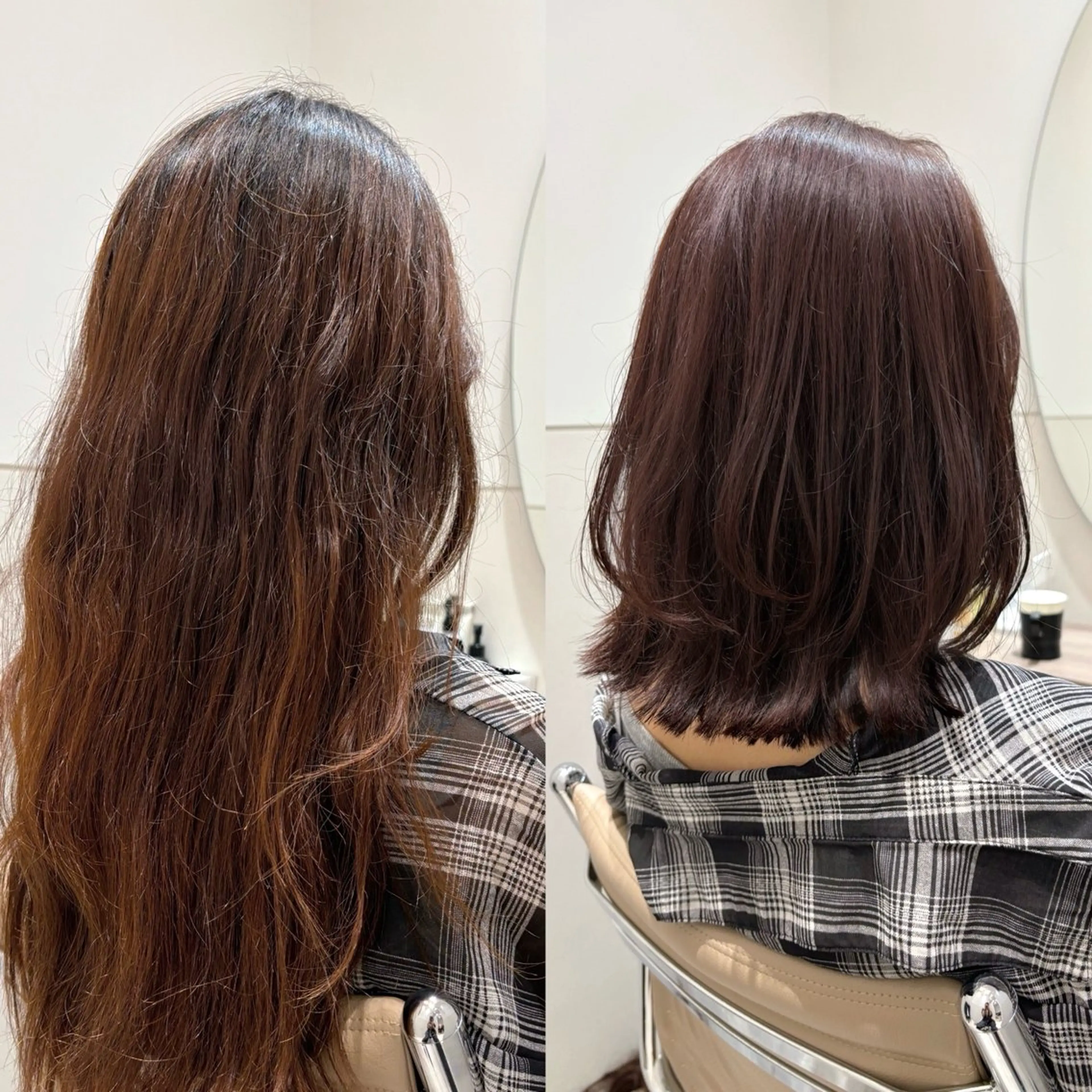 ミディアム カラー ブラウンカラー ラベンダーカラー ラベンダーブラウン レイヤーカット カット ヘアカラー ベージュ/暖色カラー /ボブ/ミカのヘアスタイル
