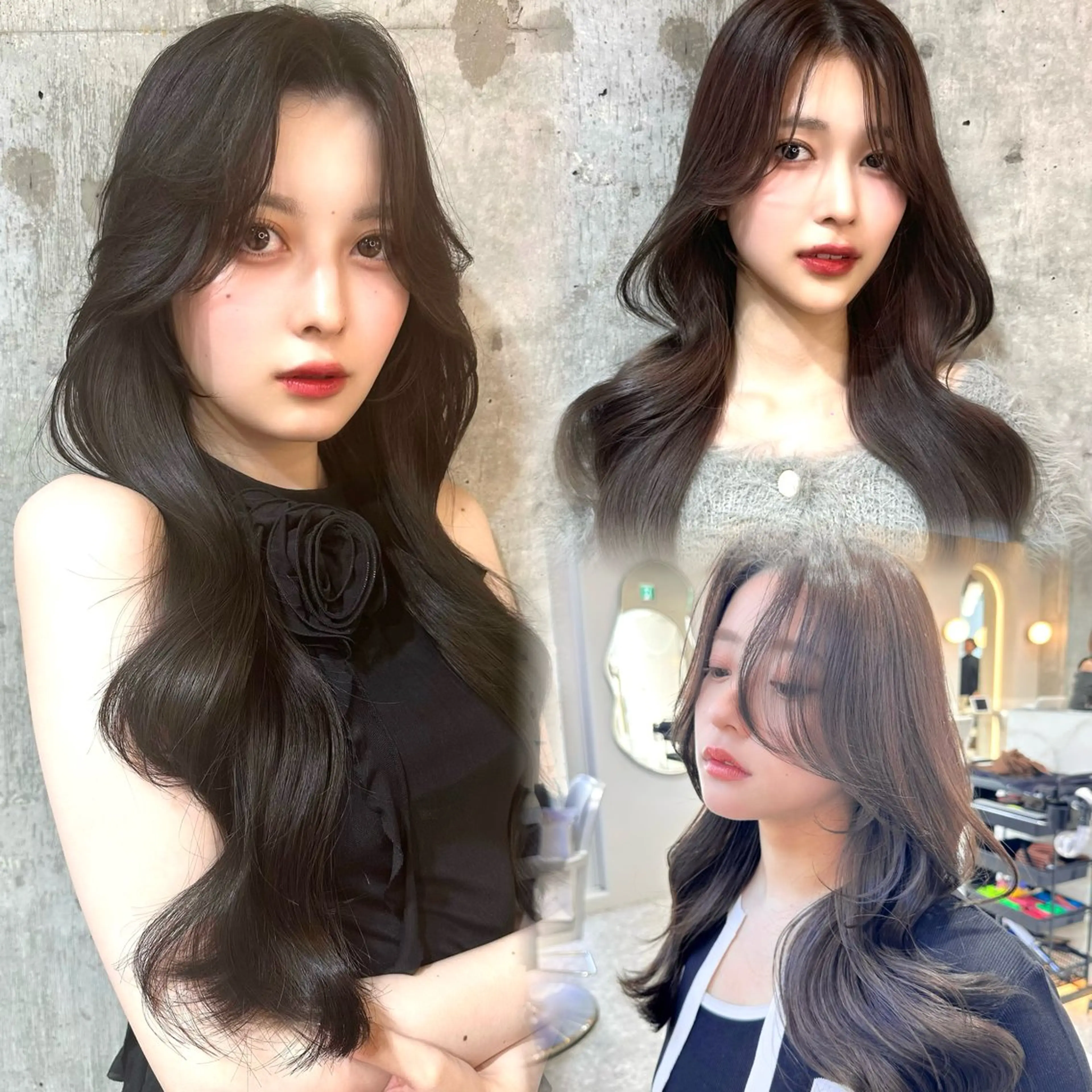 ロング カラー ケアカラー 透明感カラー 顔周りカット 髪質改善 レイヤーカット カット ヘアカラー トリートメント ヘッドスパ ヘアセット 韓国レイヤー/透明感 カラー/髪質改善角所のヘアスタイル