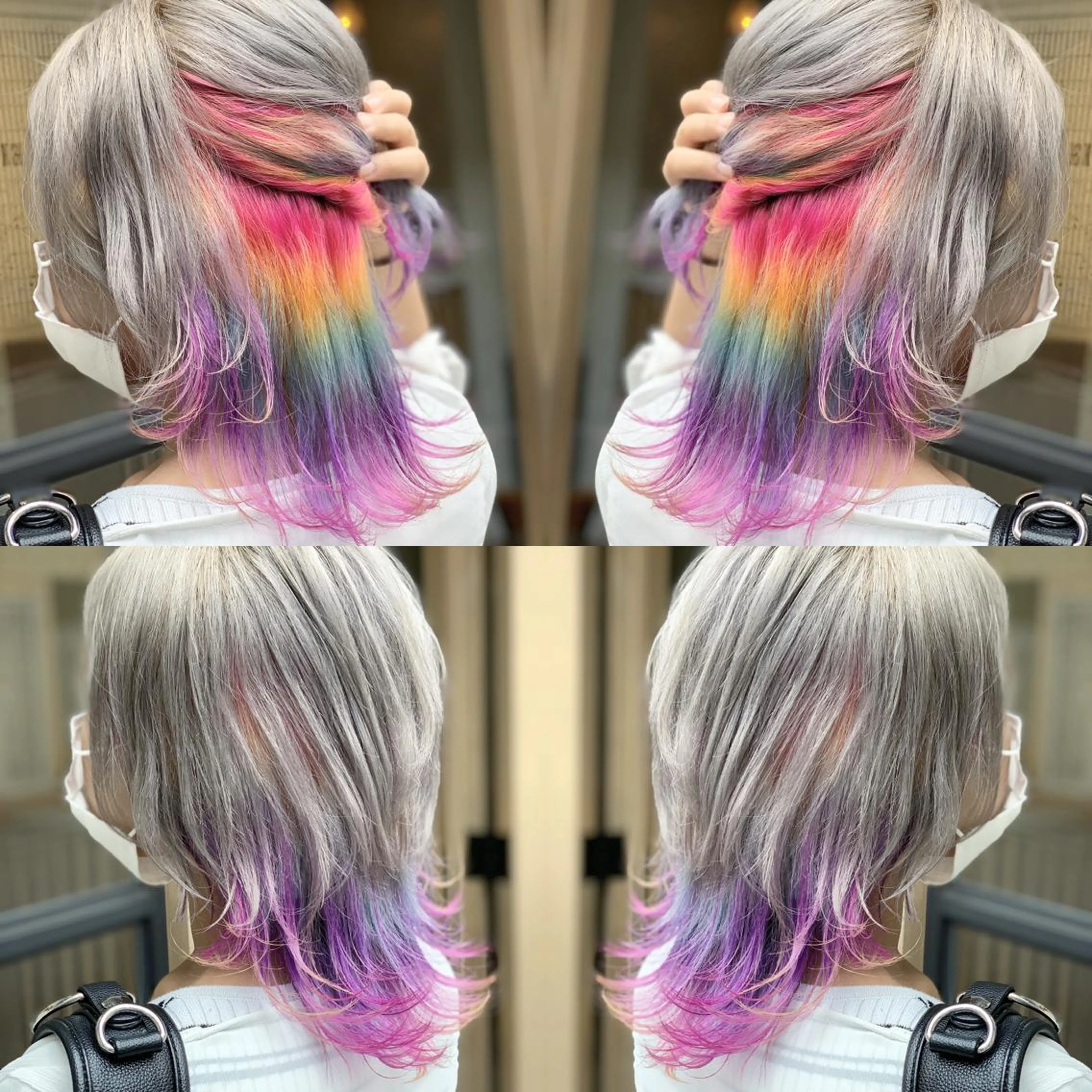 ミディアム カラー ヘアアレンジ ヘアカラー トリートメント 髪質改善×ハイトーン 中田啄也のヘアスタイル