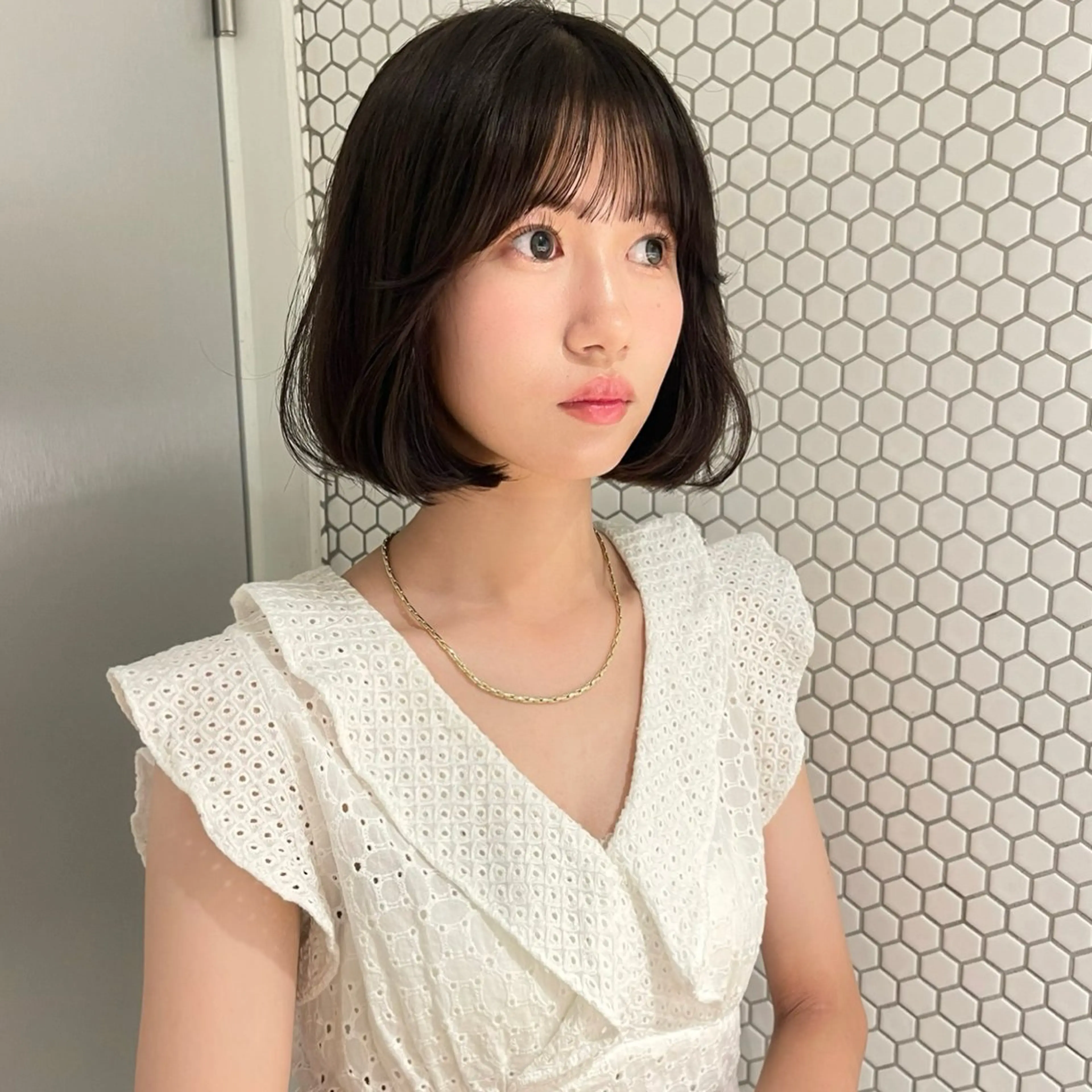 あご下約3〜4cmの長さにカットさせて頂けるボブのカットモデル募集中です!(前髪あり)お値段無料で可愛くさせて頂きます♡の写真