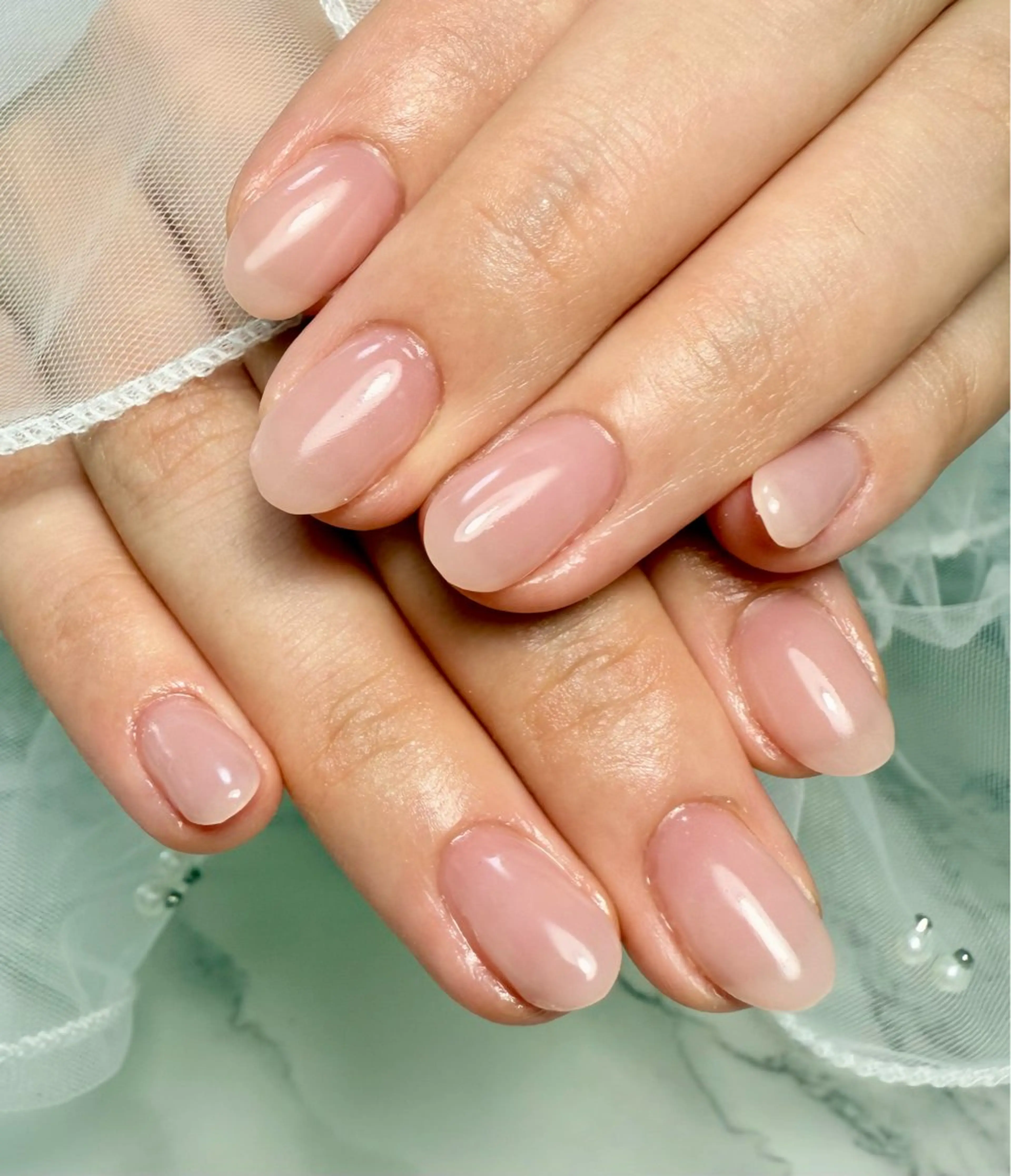 ネイル アートネイル チークネイル フレンチネイル ガラスフレンチ 氷ネイル・うるうるネイル M.N_ nailのネイルデザイン