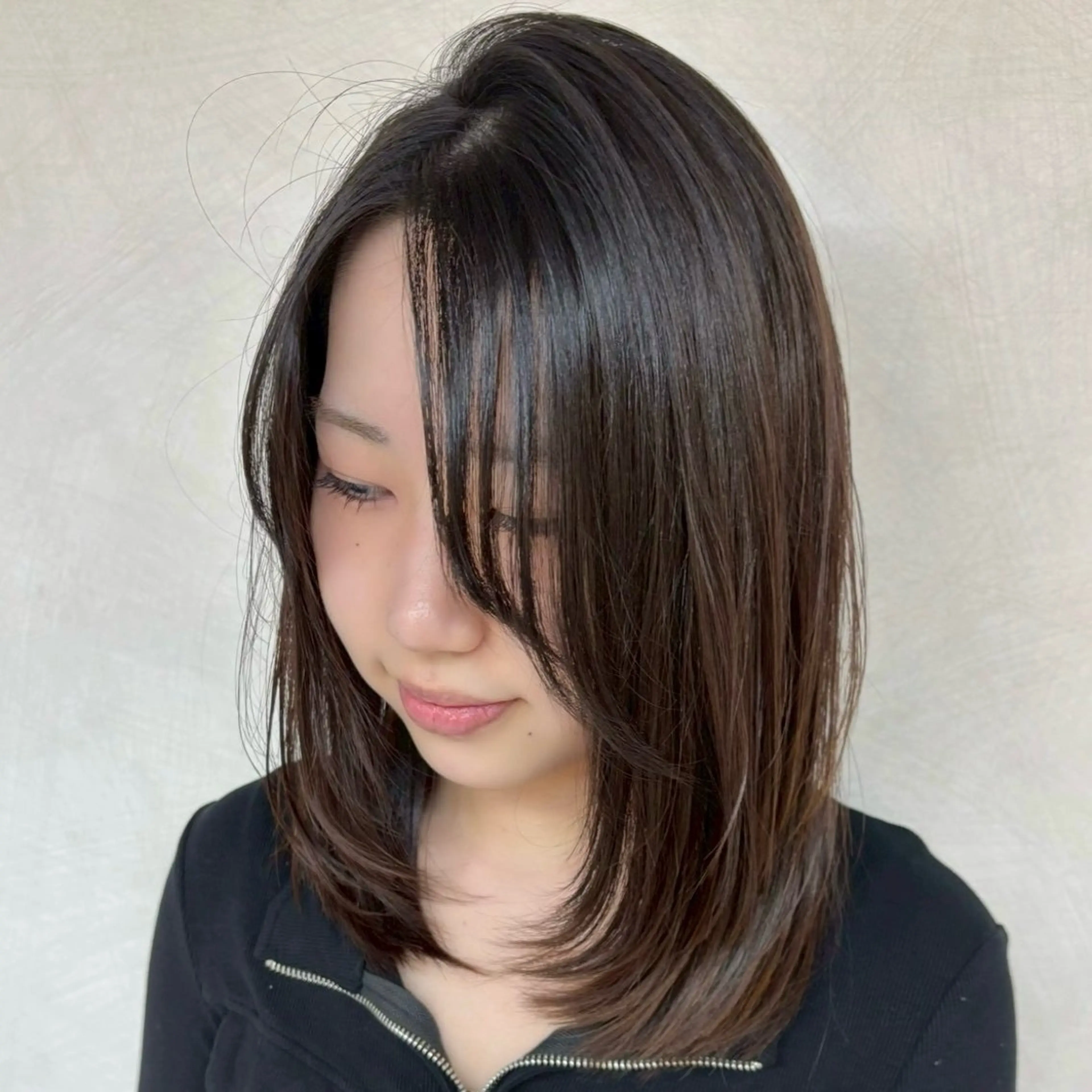 ミディアム 韓国風ヘア レイヤーカット カット ヘアカラー トリートメント ボブ/レイヤー/透明 感カラー/dai🌿のヘアスタイル