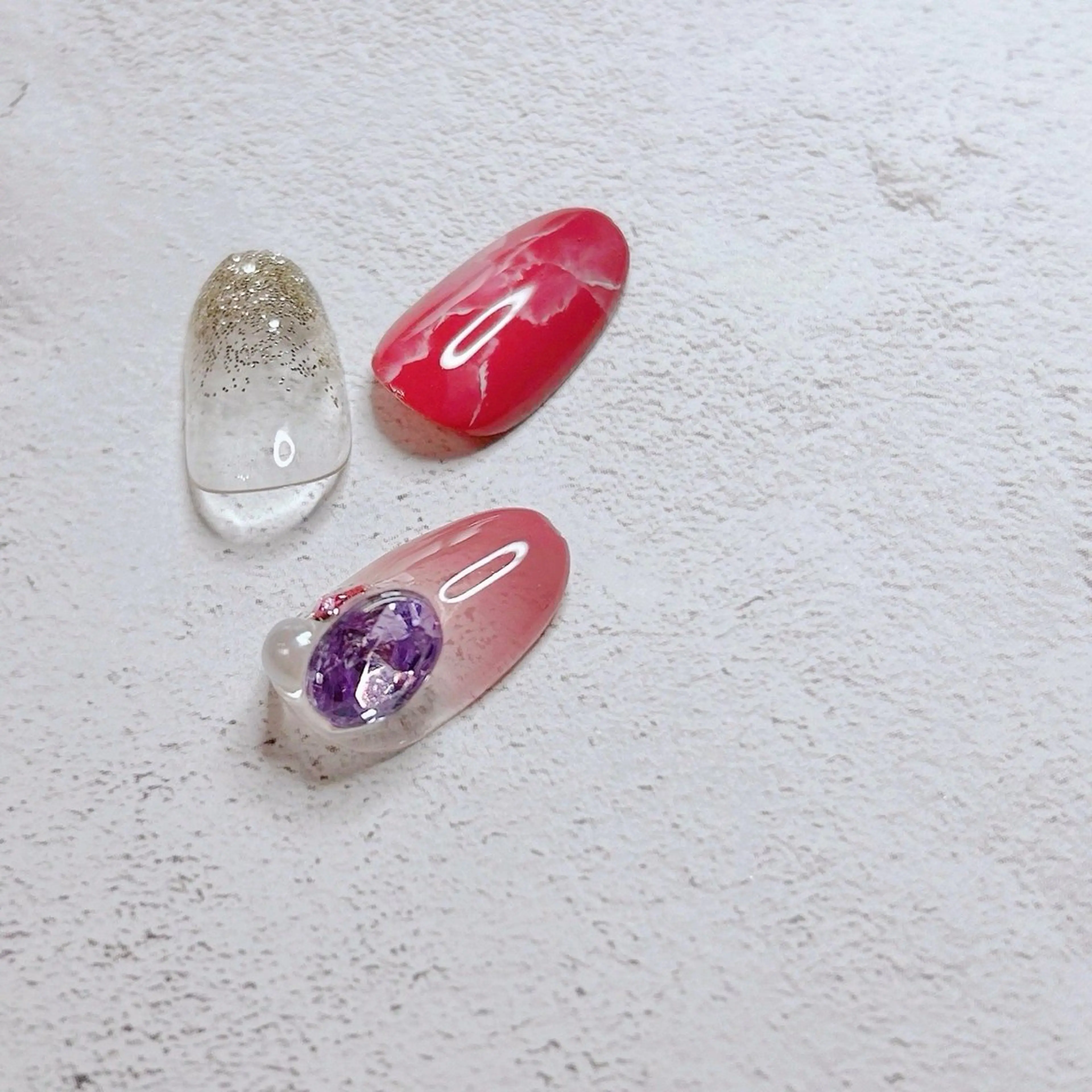 ネイル アートネイル グラデーション ラメ(グリッター) ラメグラデーション 大理石ネイル(マーブル) Elm beauty salonのその他イメージ