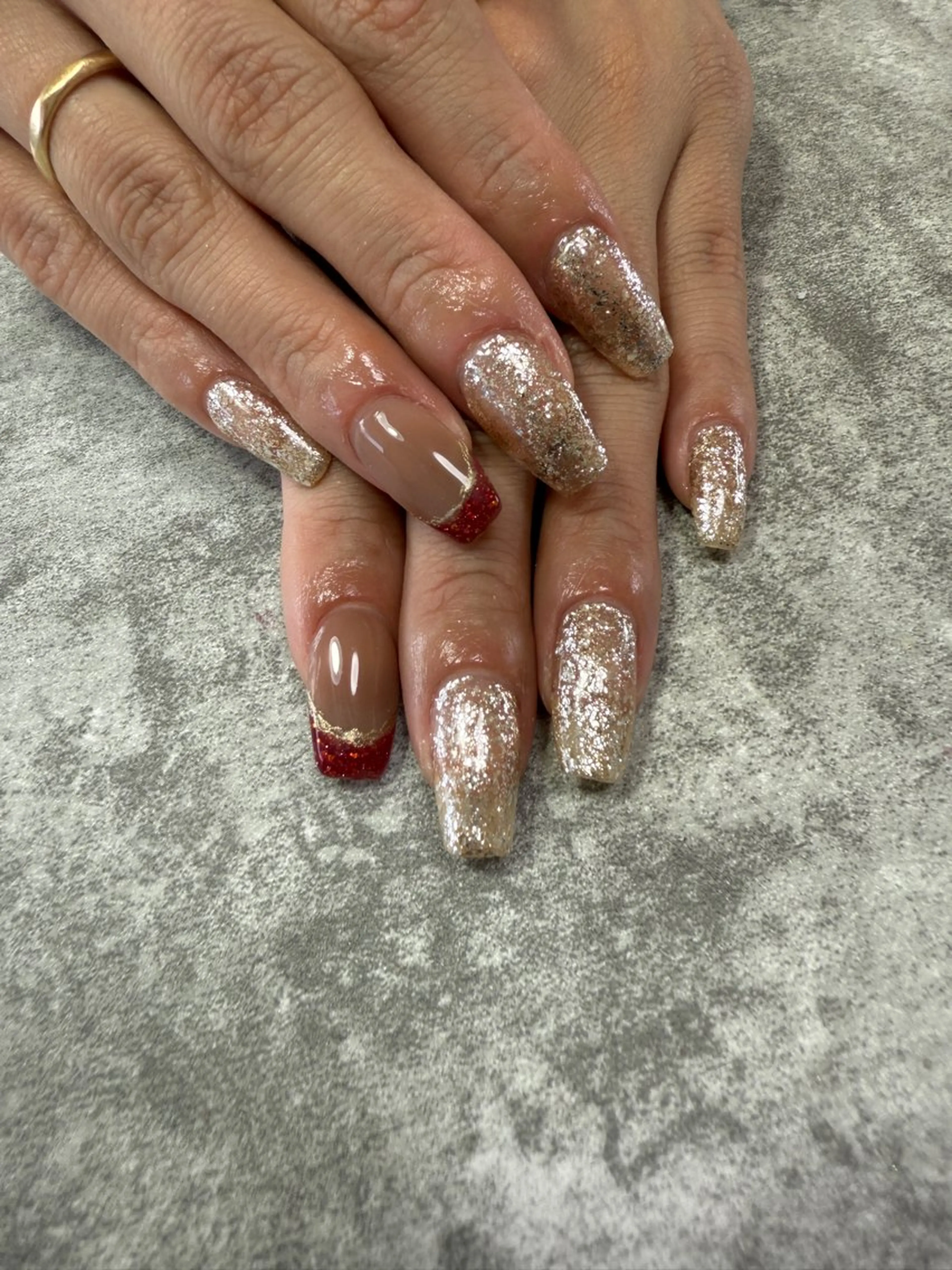 ネイル アートネイル 長さ出し ハンドネイル Aura nailのネイルデザイン