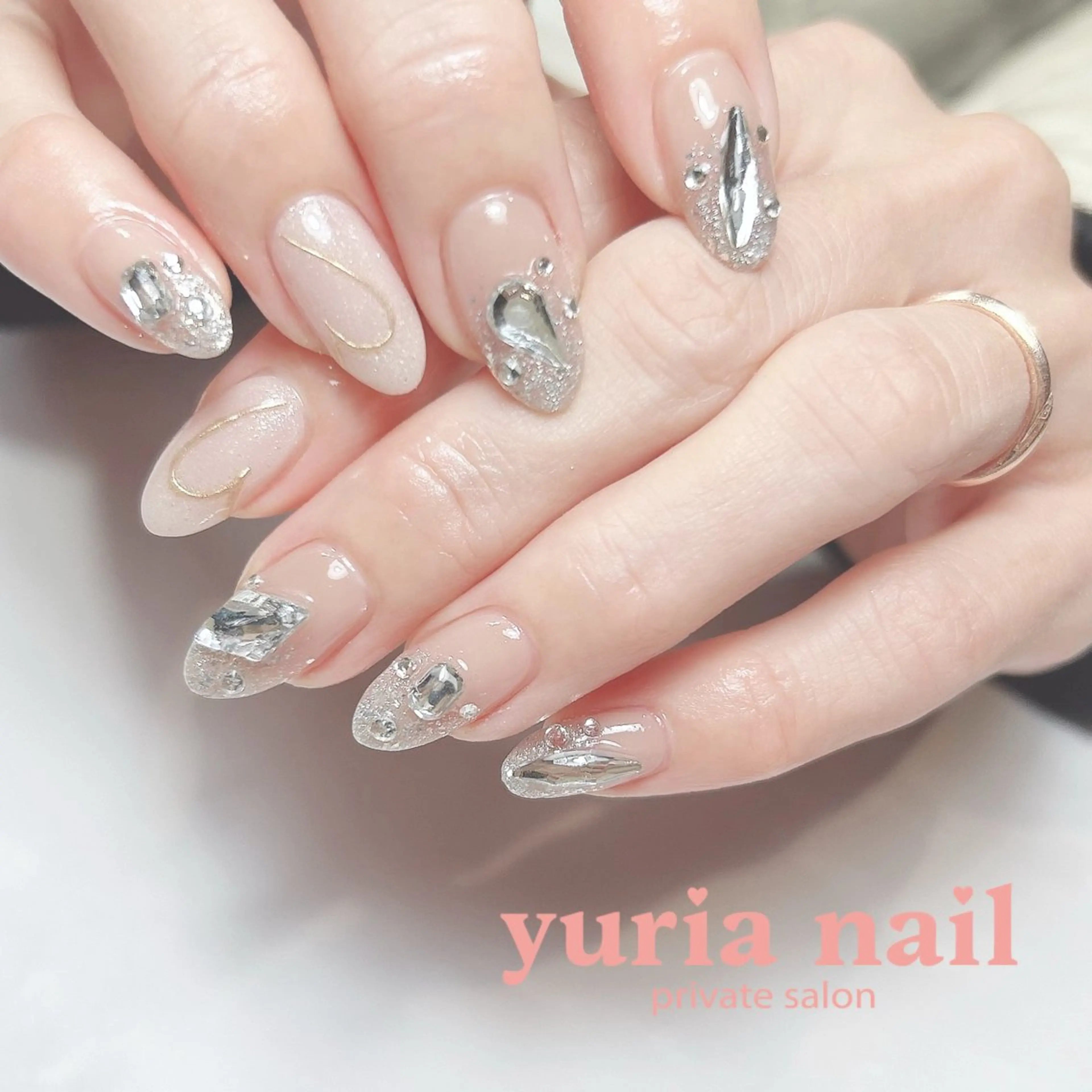 ネイル ジェルネイル ハート キラキラネイル ニュアンスネイル ハンドネイル 小林 ゆりあのネイルデザイン