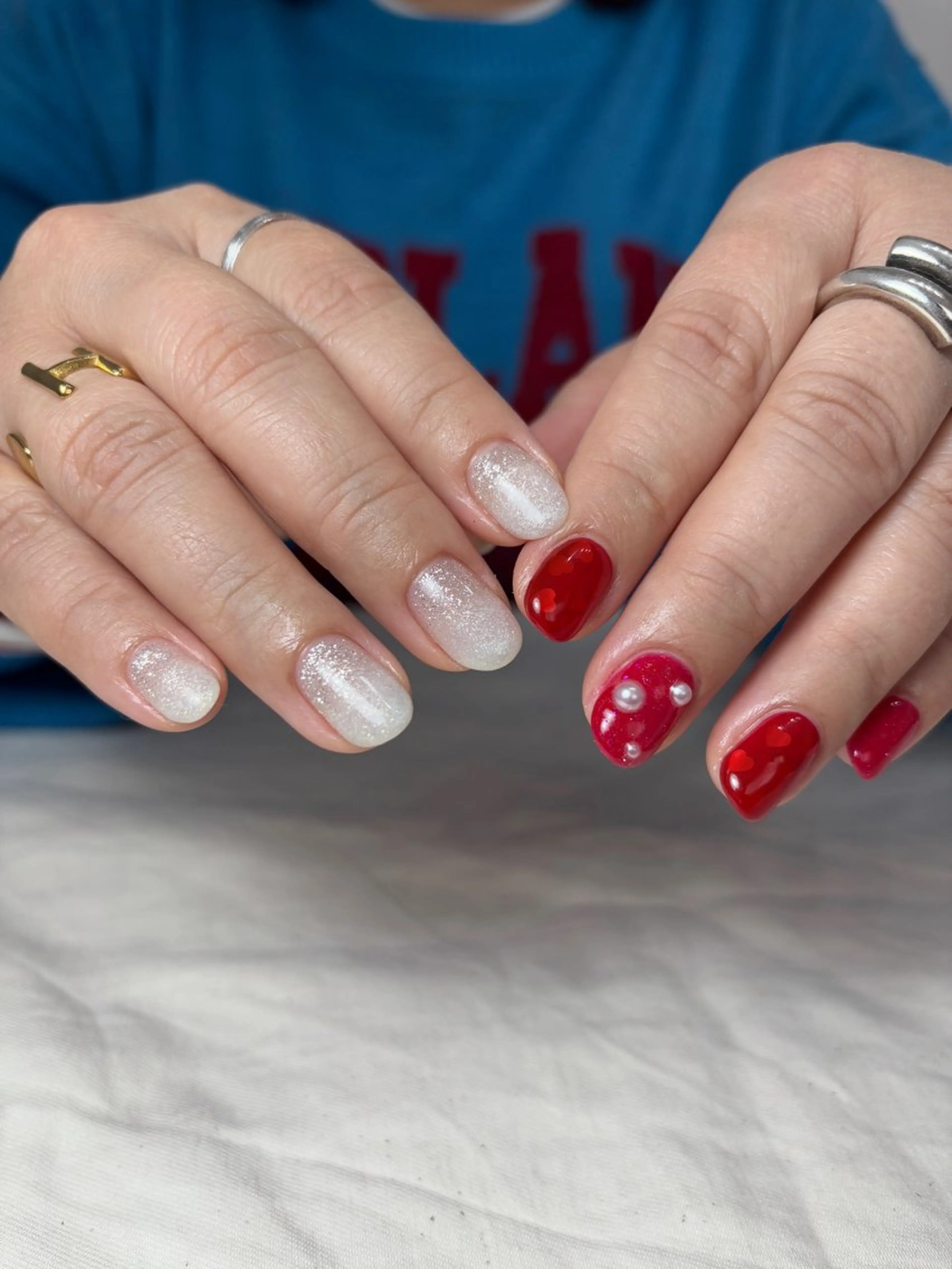 ネイル グラデーション ハート キラキラネイル ラメ(グリッター) ワンホンネイル ハンドネイル nail salon toki.のネイルデザイン